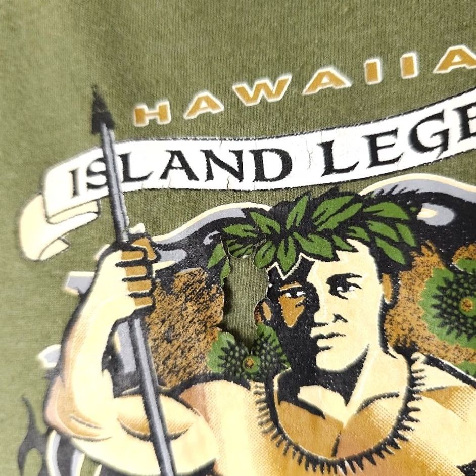 Gildan VINTAGE Hawaiian Island Legends T Shirt Mens Small Green Ikaika Warrior (not vintage) Size US S / EU 44-46 / 1 - 4 Thumbnail