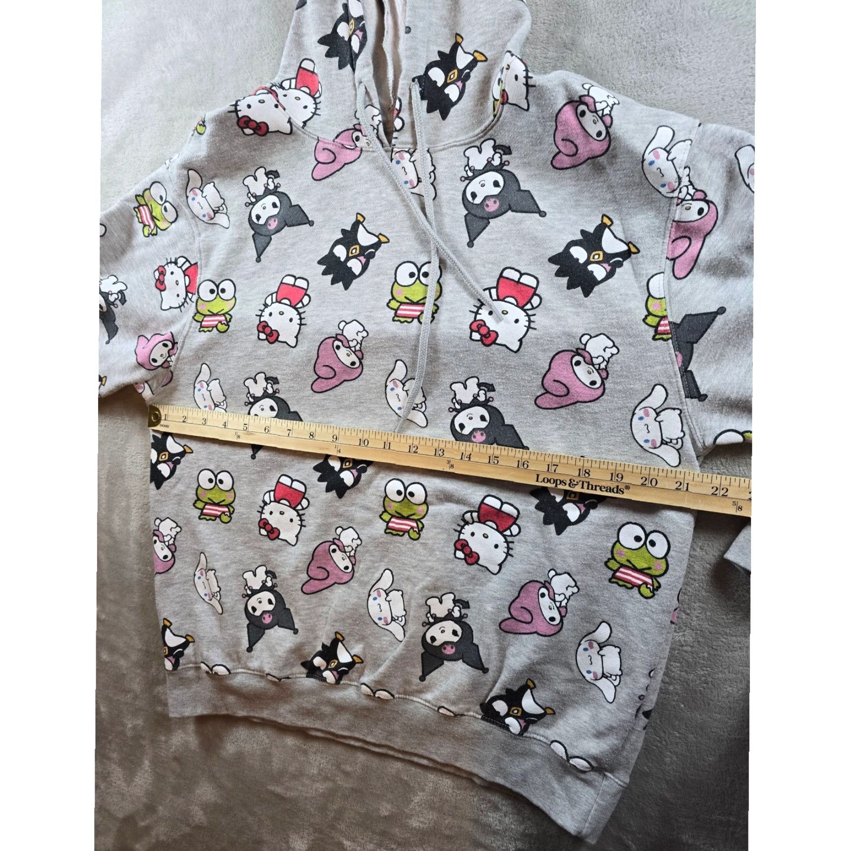 Vintage Hello Kitty And Friends Hoodie Womens 1X Gray All Over Print Fits Small Read Size XL / US 12-14 / IT 48-50 - 3 Thumbnail