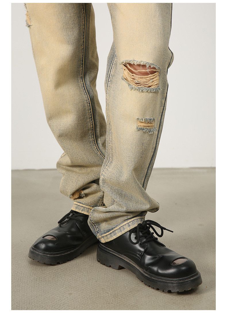 Japanese Brand × Jean Men's distressed loose straight-leg ripped jeans Size US 32 / EU 48 - 5 Thumbnail