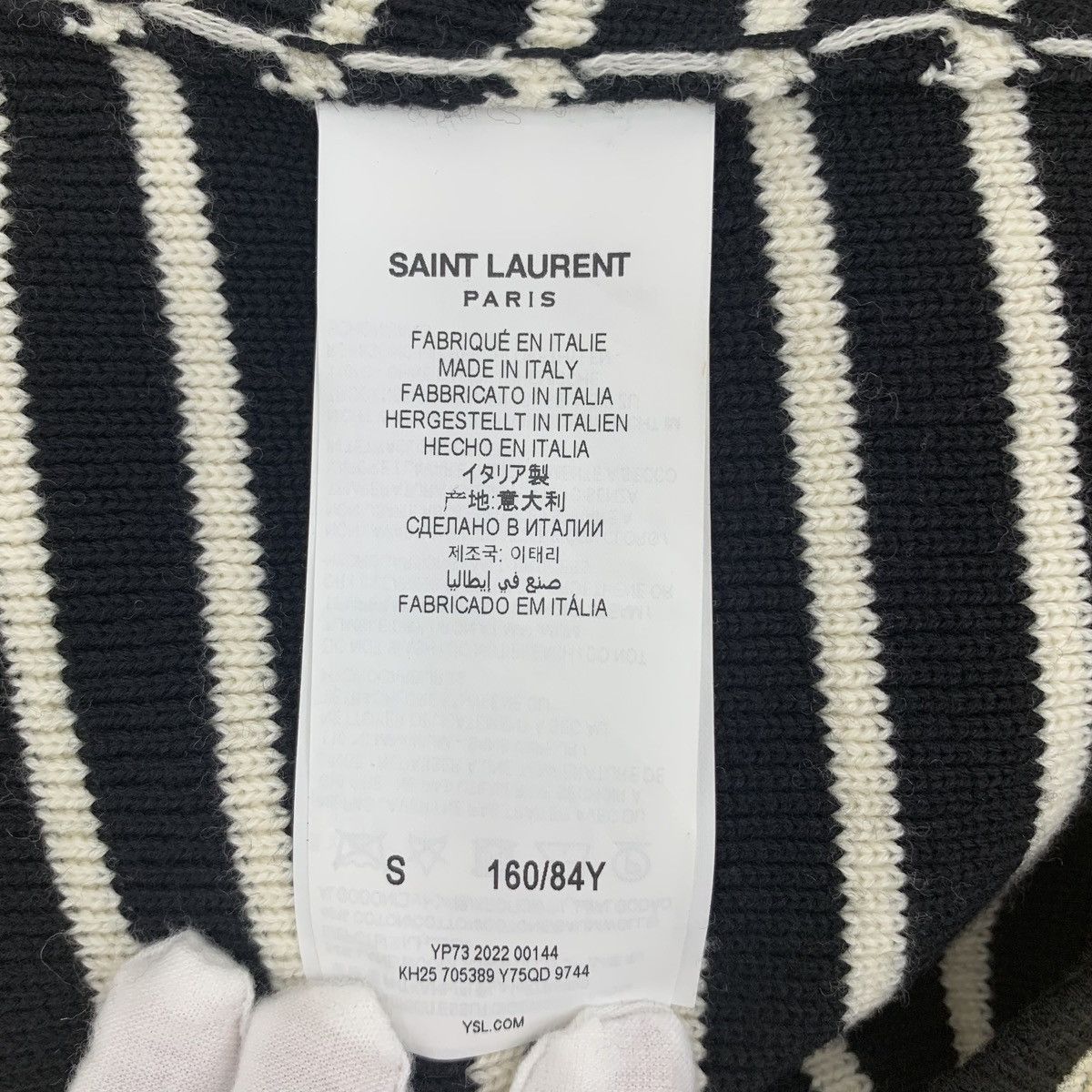 Yves Saint Laurent Yves Saint Laurent Striped Long Sleeve Knit Sweater K26WX Size S / US 4 / IT 40 - 8 Thumbnail