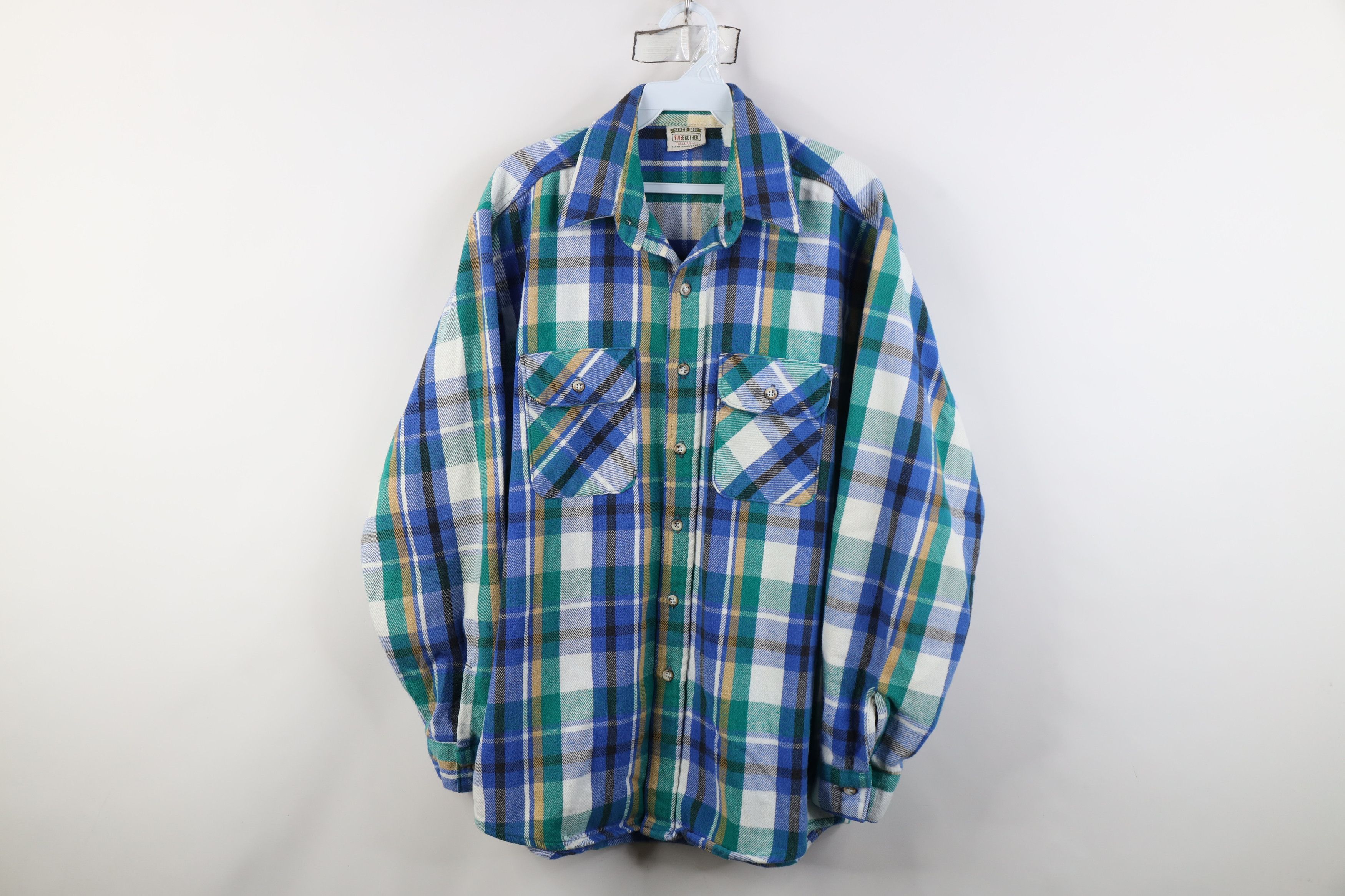 FiveBrother Vintage 90s Five Brother Heavy Flannel Button Shirt USA Size US L / EU 52-54 / 3 - 1 Thumbnail