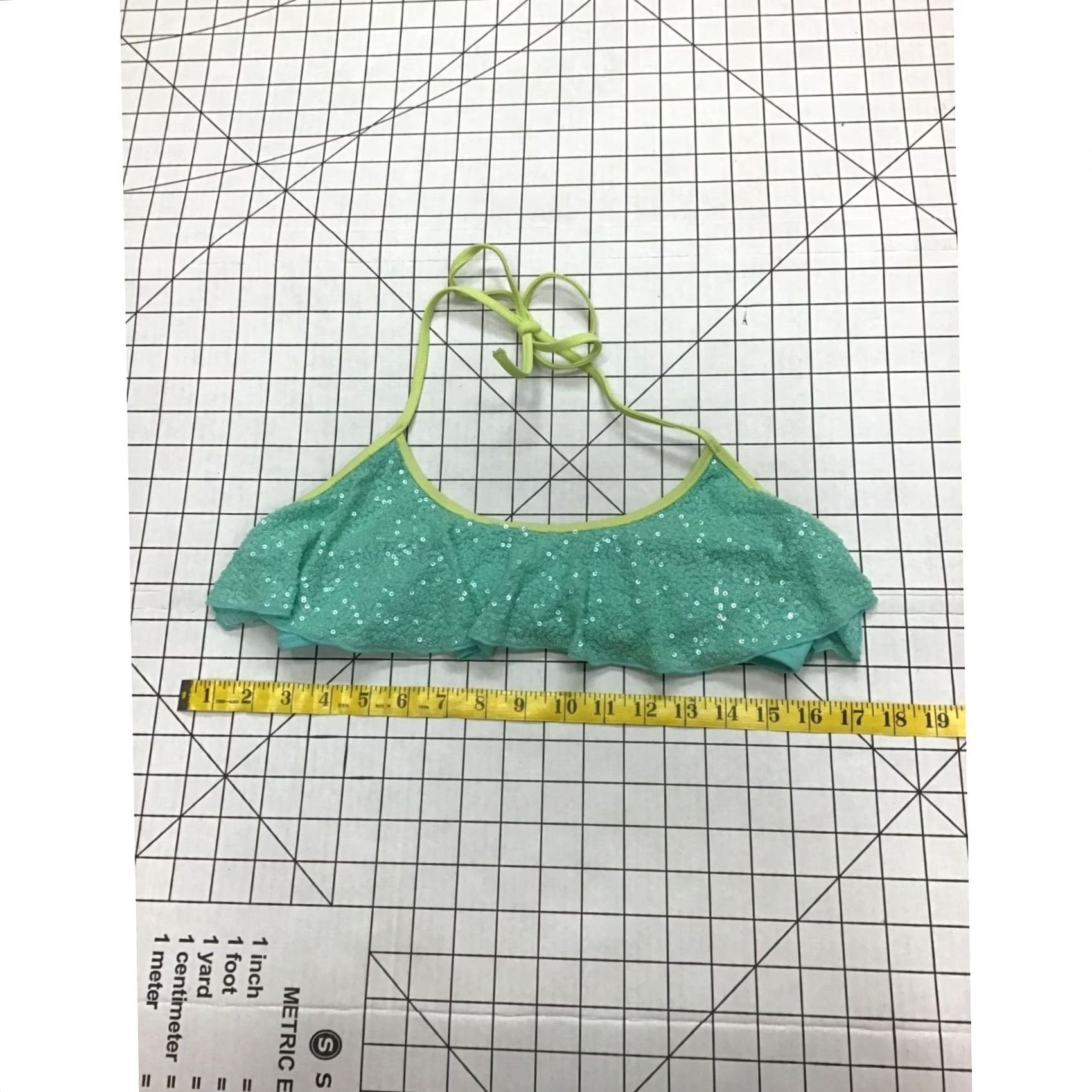Swims Womens Sequined Ruffled Swim Top #1512 - Large Light Blue - Vintage Style Size L / US 10 / IT 46 - 5 Thumbnail
