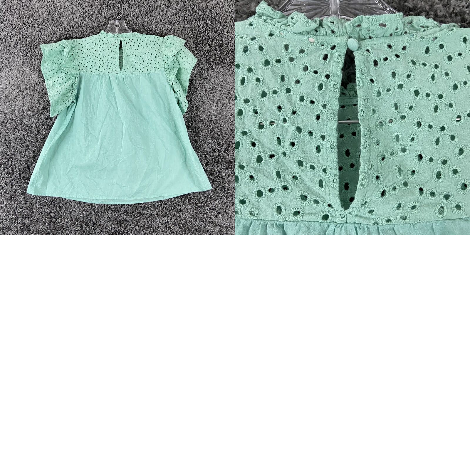 Vintage A New Day Blue Teal Blouse Women's M Short Sleeve Size M / US 6-8 / IT 42-44 - 8 Thumbnail