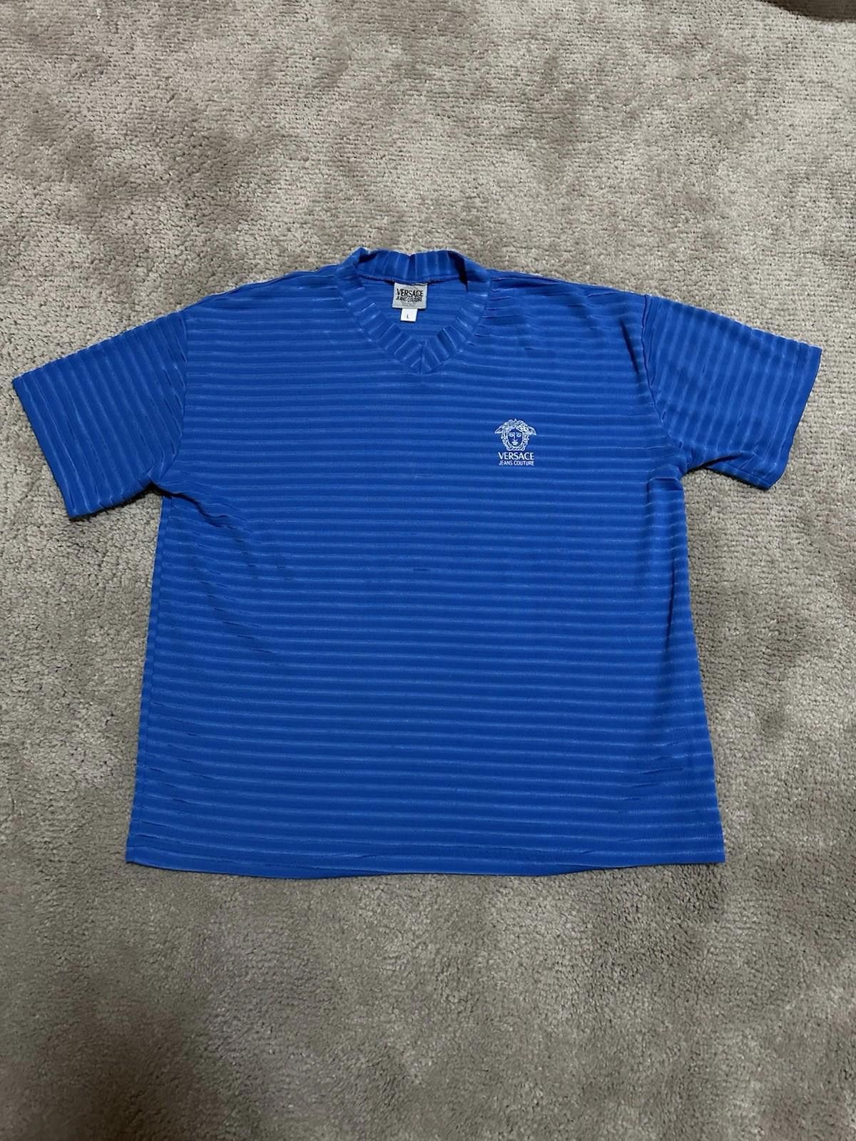 Versace Jeans Couture Vintage 90s Versace Jeans Couture T-Shirt Navy Medusa Nylon Size US L / EU 52-54 / 3 - 1 Thumbnail