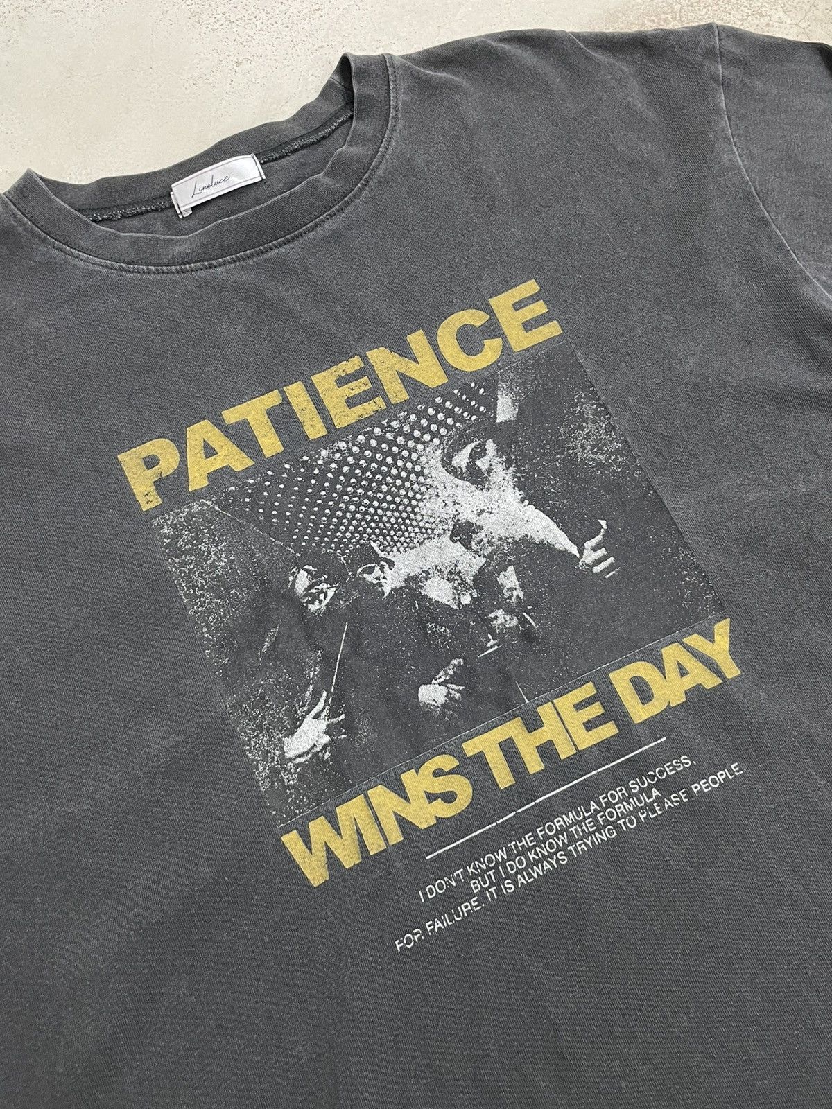 Japanese Brand Linoluce Faded Gray Patience Wins The Days Photo Poem Size US M / EU 48-50 / 2 - 5 Thumbnail