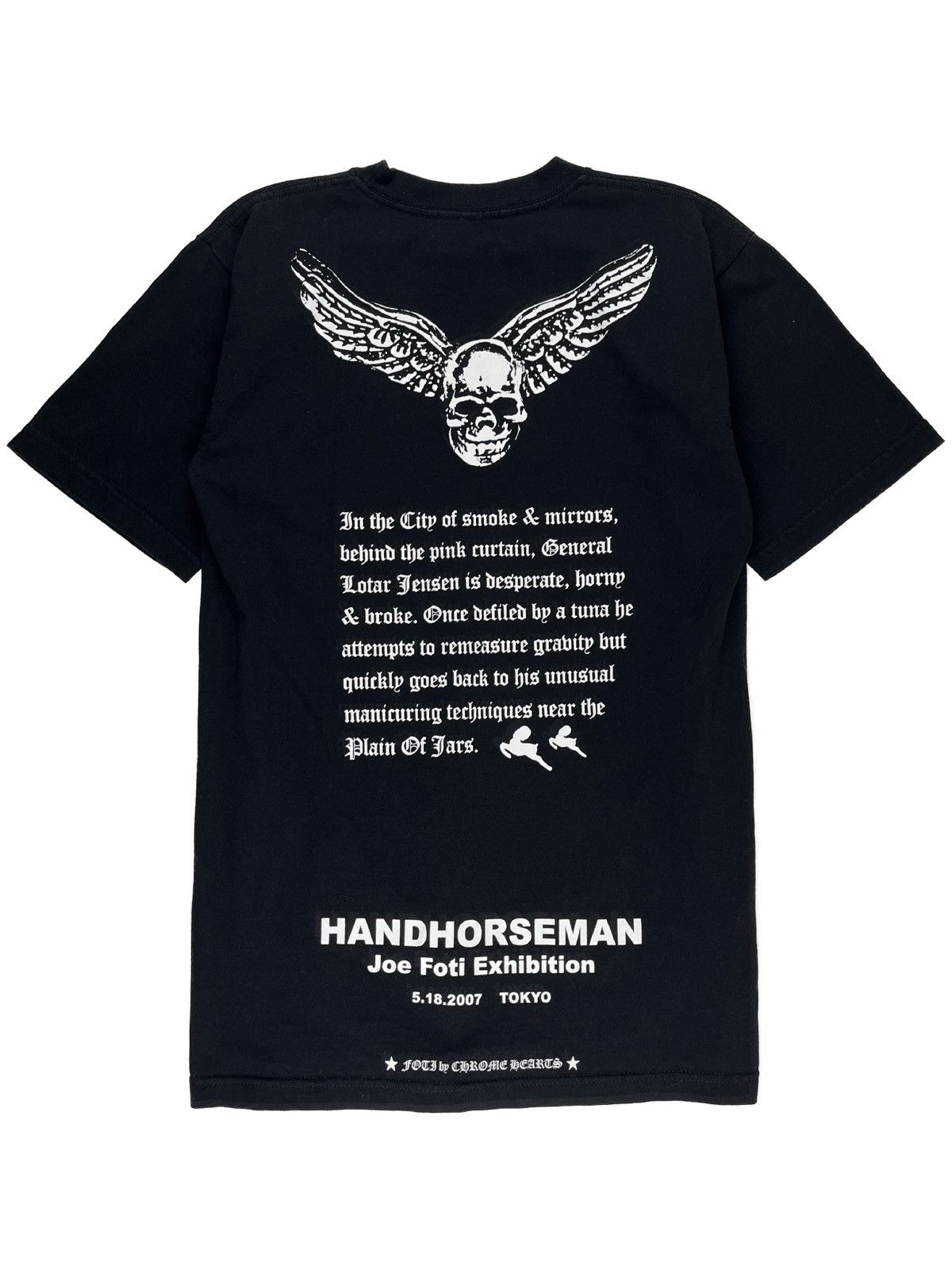 image of 2007 Chrome Hearts Joe Foti Hand Horseman Skull Tshirt Black, Men's (Size Medium)