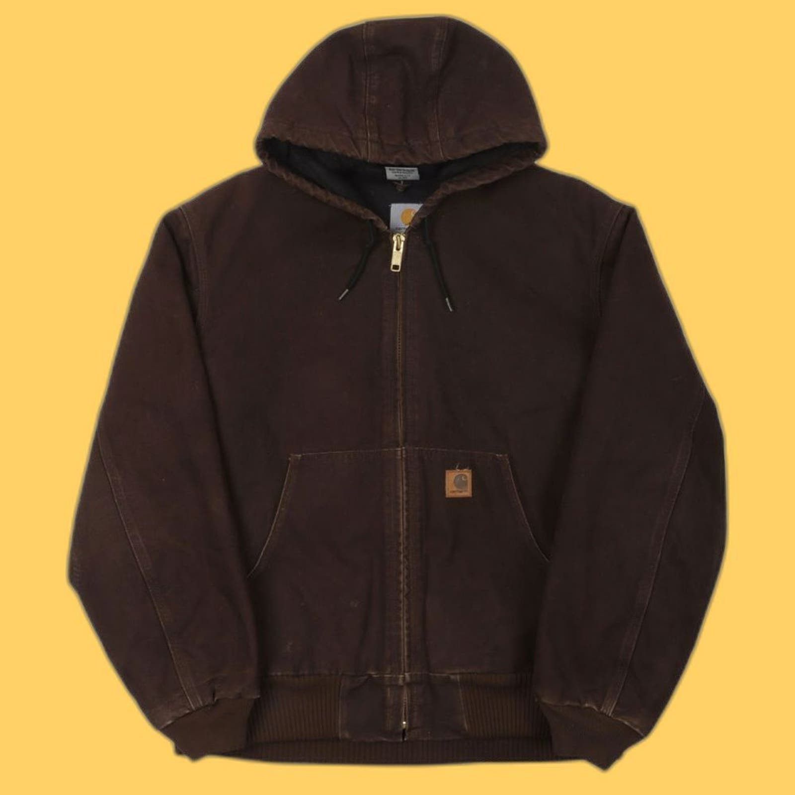 image of Vintage Carhartt Hooded Work Jacket In Dark Brown Sandstone, Men's (Size XL)