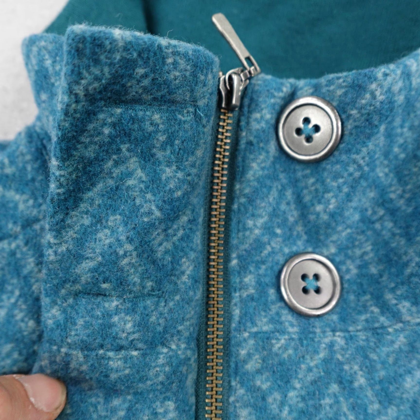 Prana prAna Jacket Women M Blue Teal Lily Wool Blend Chevron Full Zip Women Size M / US 6-8 / IT 42-44 - 4 Thumbnail