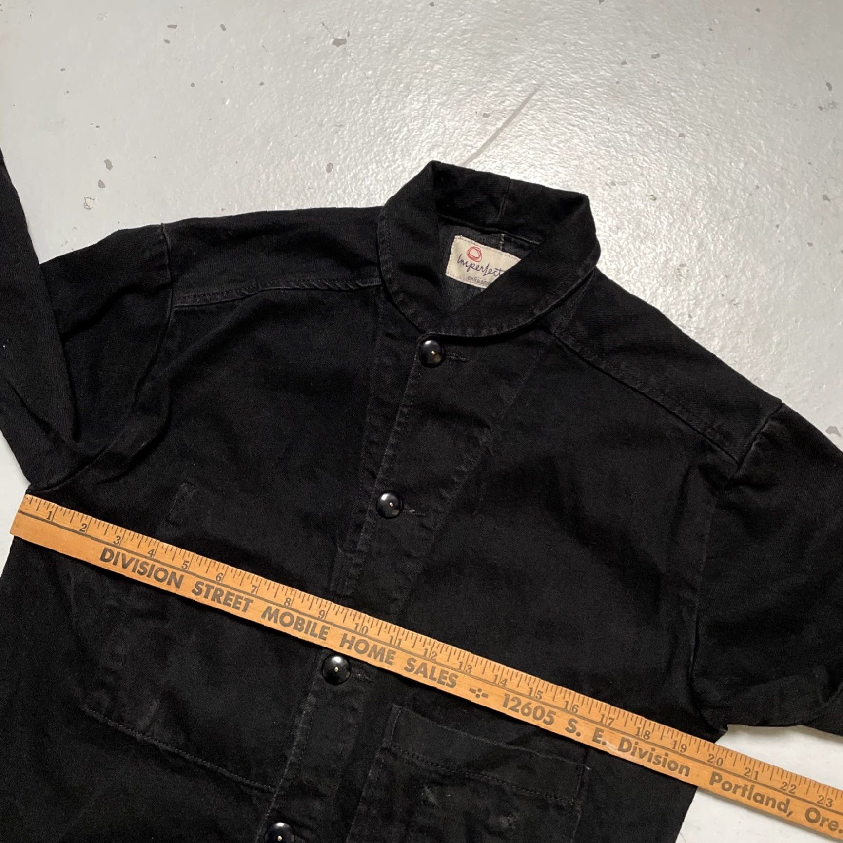 Vintage Imperfects Denim Shirt Jacket Shawl Collar Chore Style USA Made XS Black Unisex Adults Military Jacket Workwear Heritage 90s? Size US XS / EU 42 / 0 - 2 Thumbnail