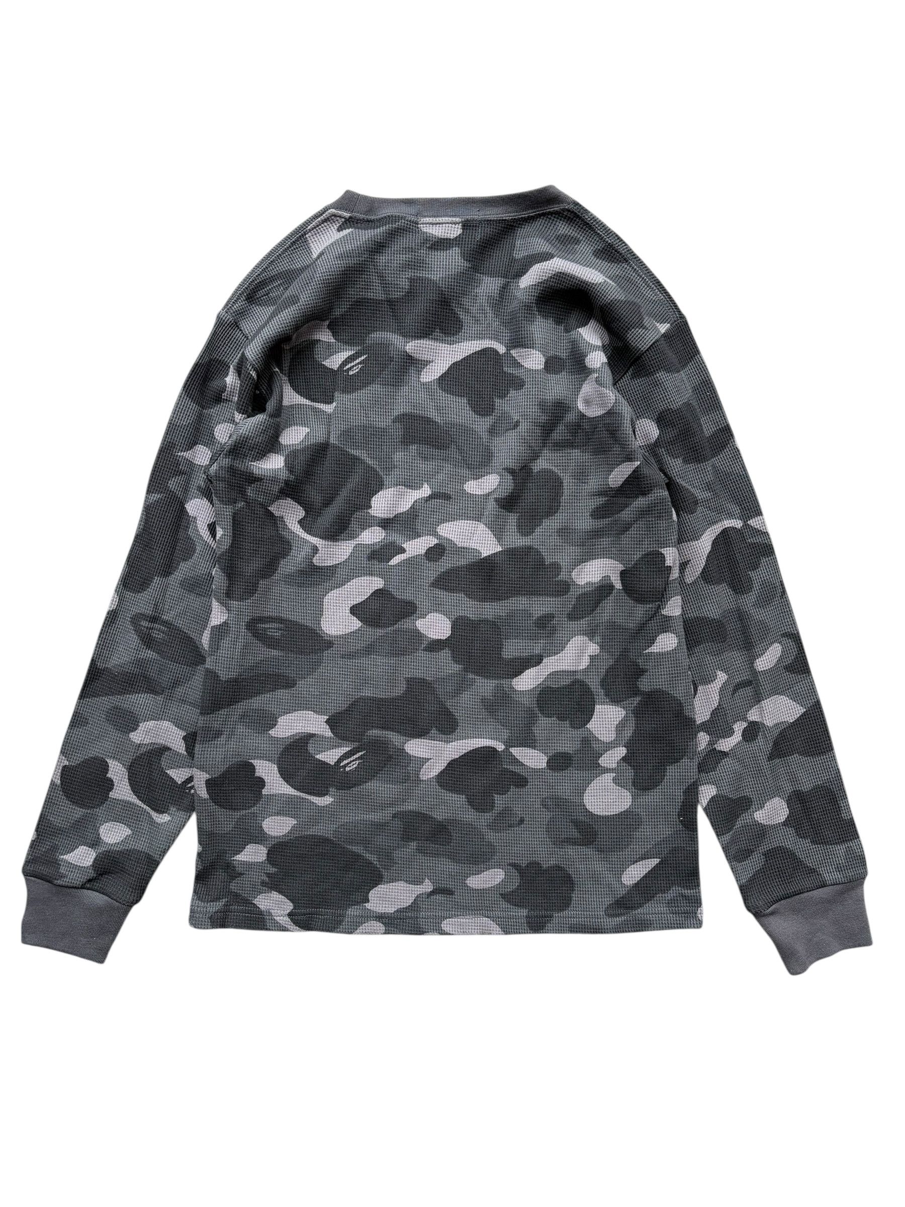 Bape Bape Grey Camo Mini Ape Head Thermal Longsleeve T-Shirt Size US S / EU 44-46 / 1 - 2 Thumbnail
