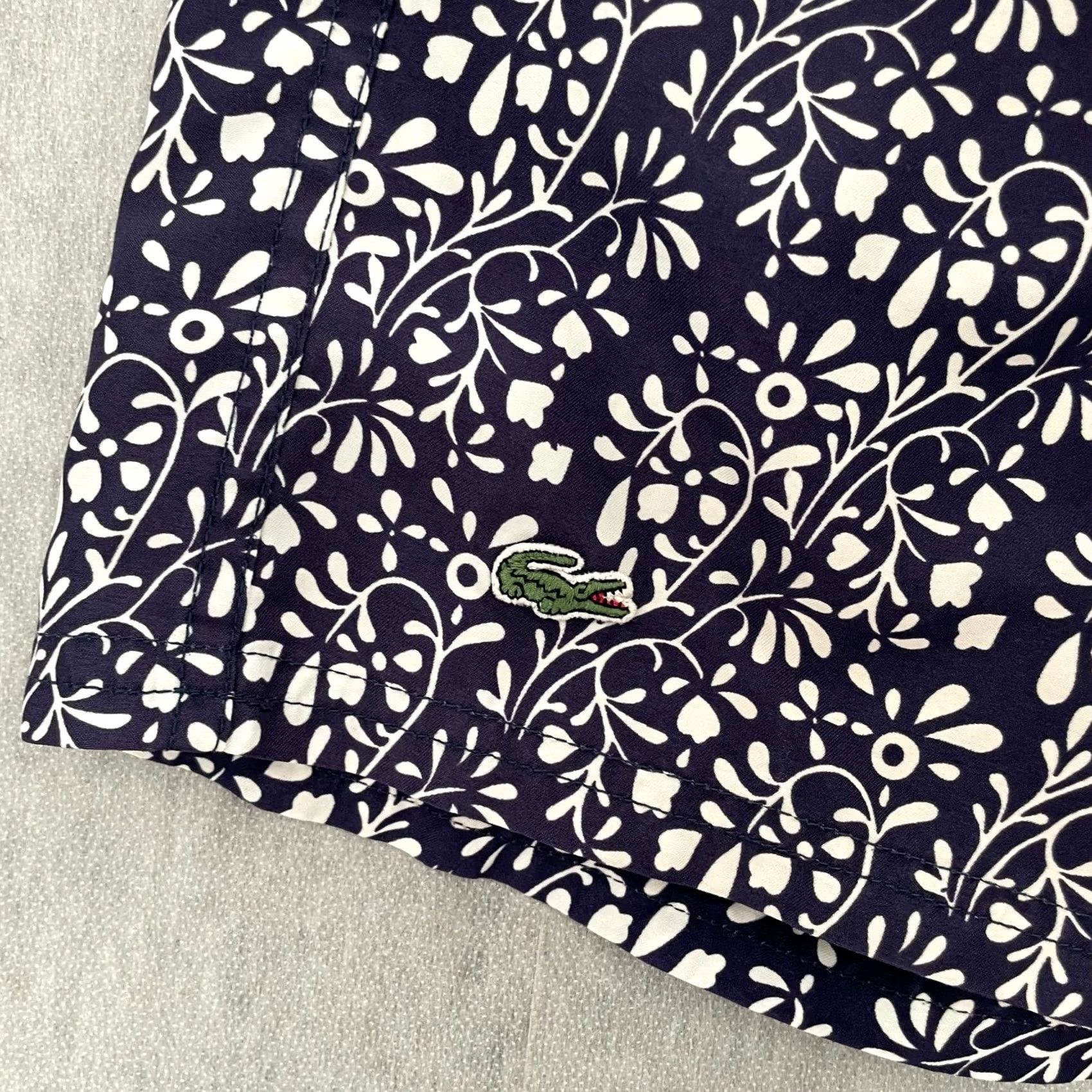 Lacoste Lacoste Shorts Adult 2XL Blue Floral Swim Trunks Board Lined Pockets Logo Mens 7 Size US 39 - 4 Thumbnail