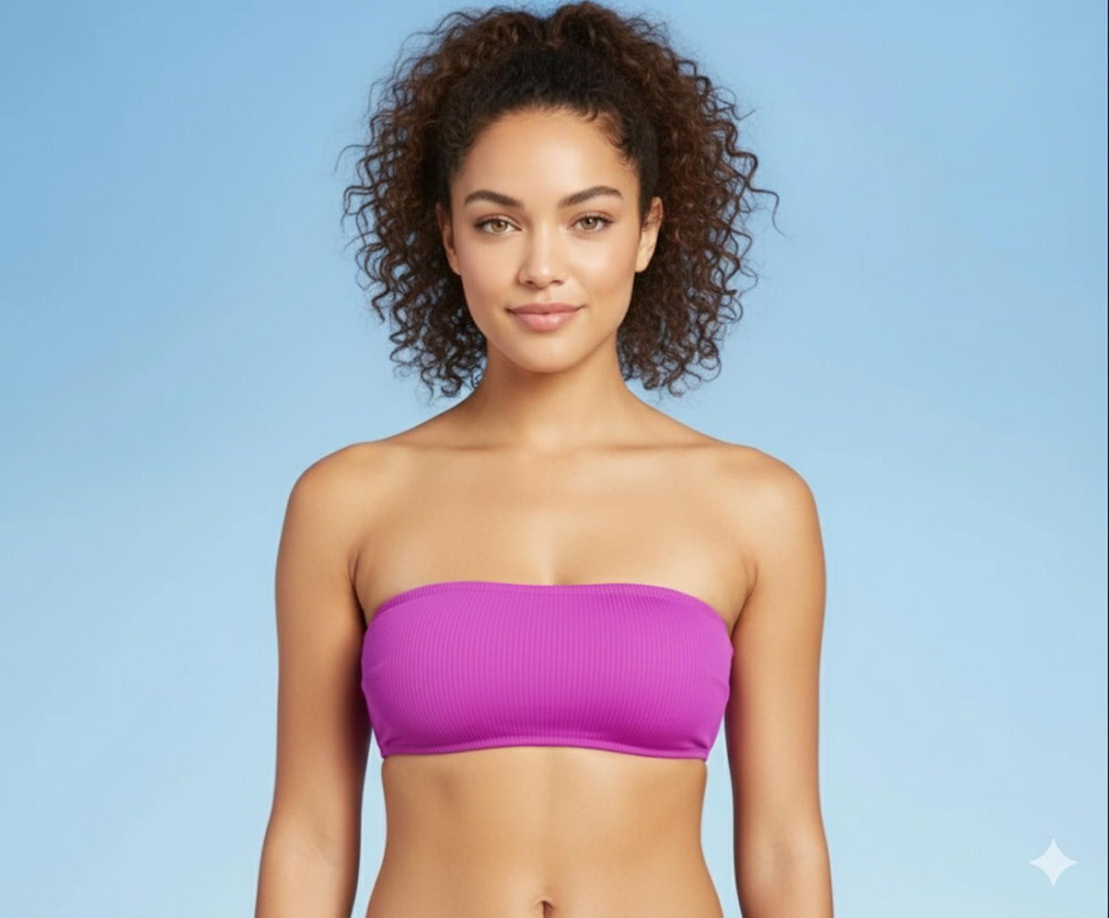 Other Shade & shore Pink Ribbed Bandeau Bikini top 34D Size ONE SIZE - 1 Thumbnail