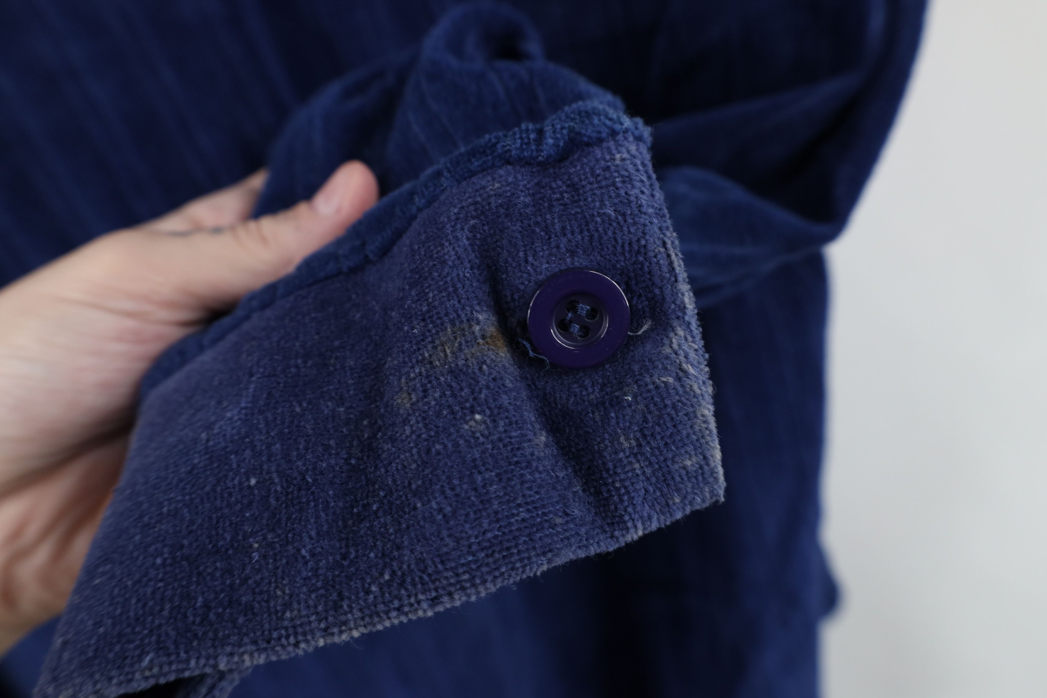 Vintage Vintage 70s Streetwear Ribbed Velour Commando Polo Blue Size US L / EU 52-54 / 3 - 10 Thumbnail