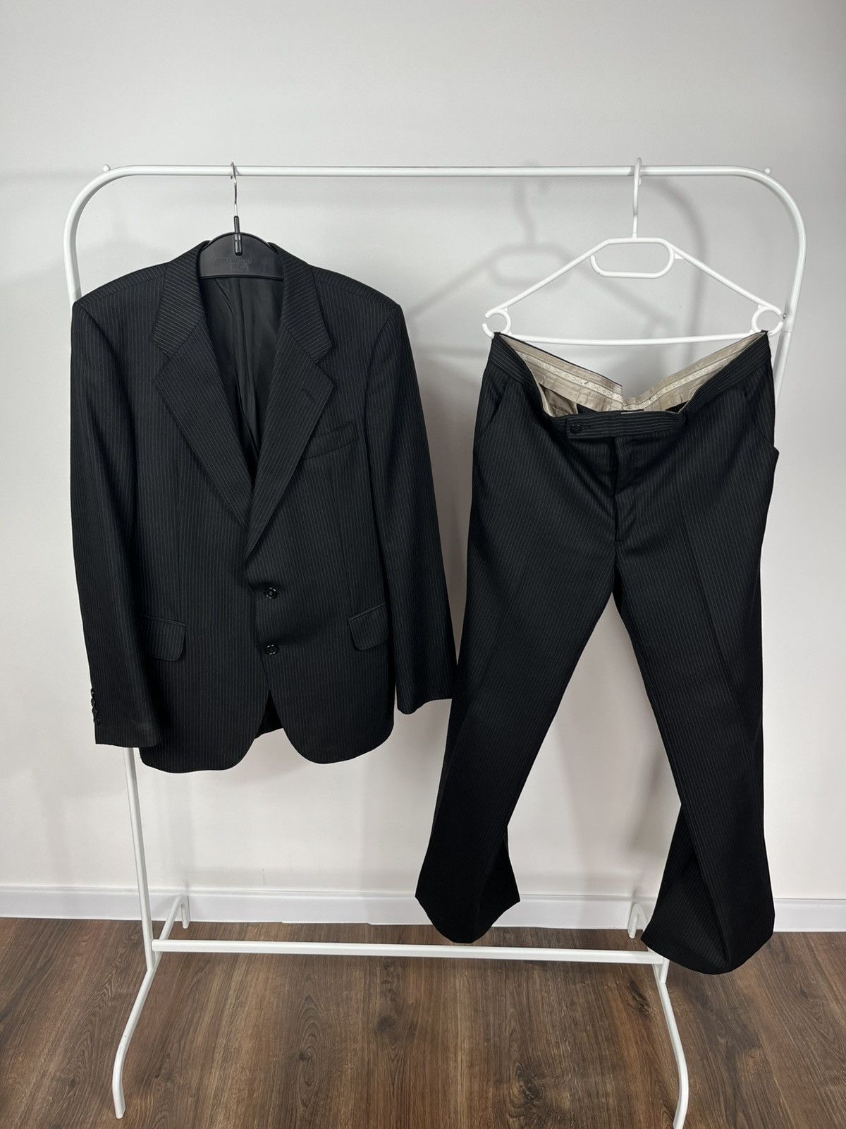 Other Vintage Black Pinstripe Suit Wool Blend Size 52 Formal Set Size 42R - 1 Thumbnail