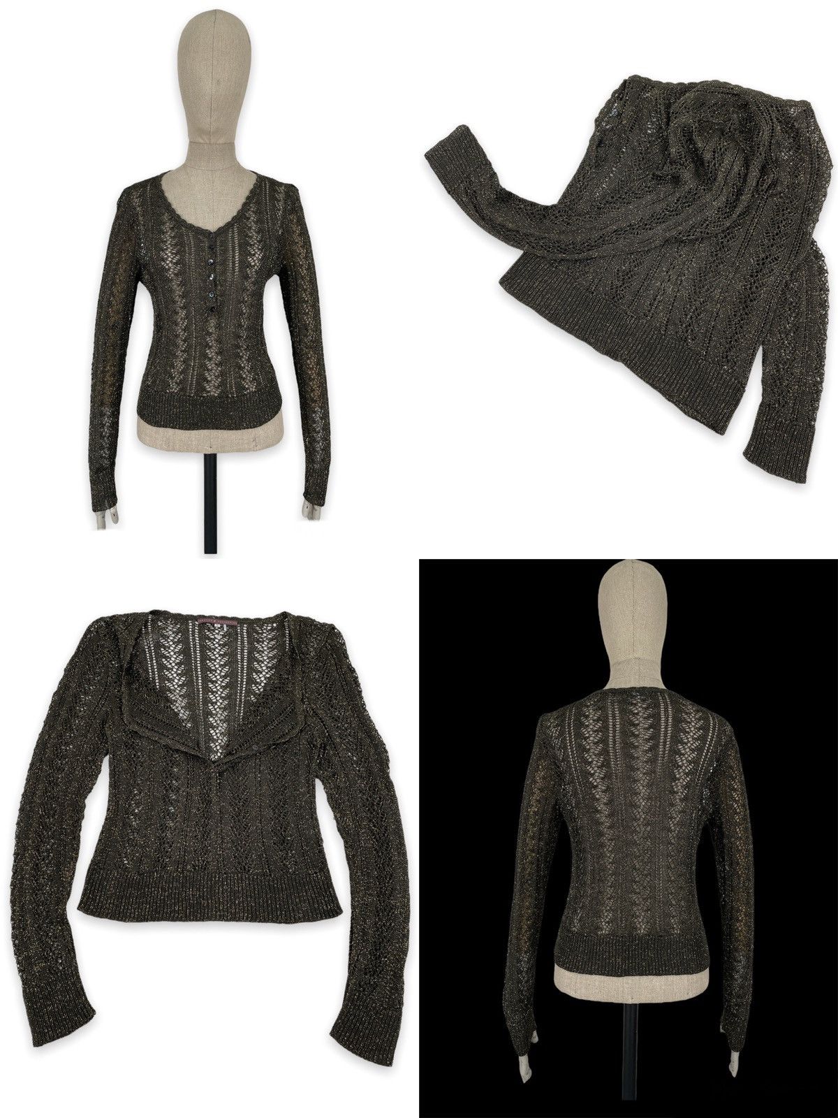 Iris von Arnim PERUVIAN CONNECTION Knit Cotton Lurex Top L/S Jumper Sweater Size M / US 6-8 / IT 42-44 - 1 Thumbnail