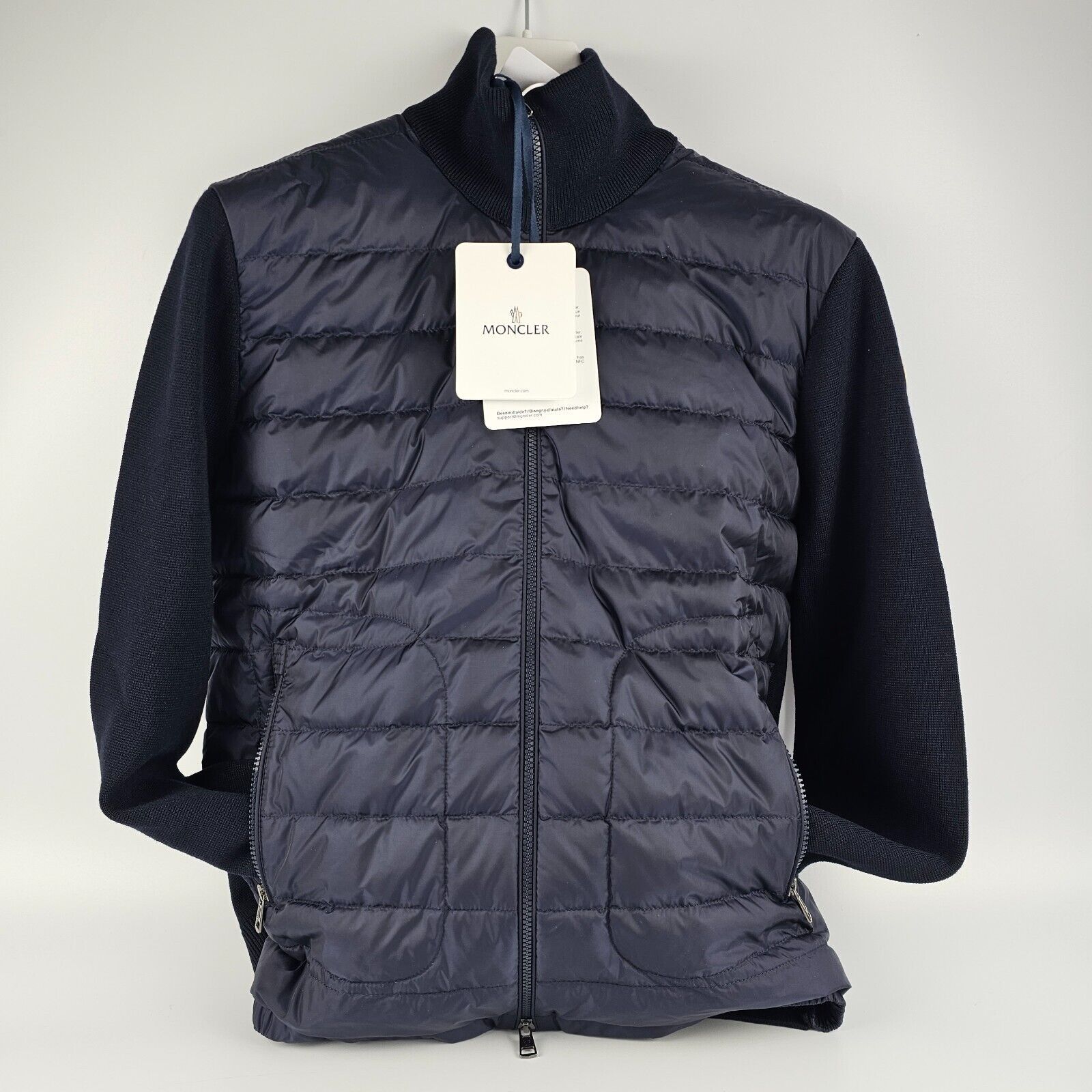 Moncler MONCLER Men's Navy Wool Down Cardigan New S Size US S / EU 44-46 / 1 - 2 Thumbnail