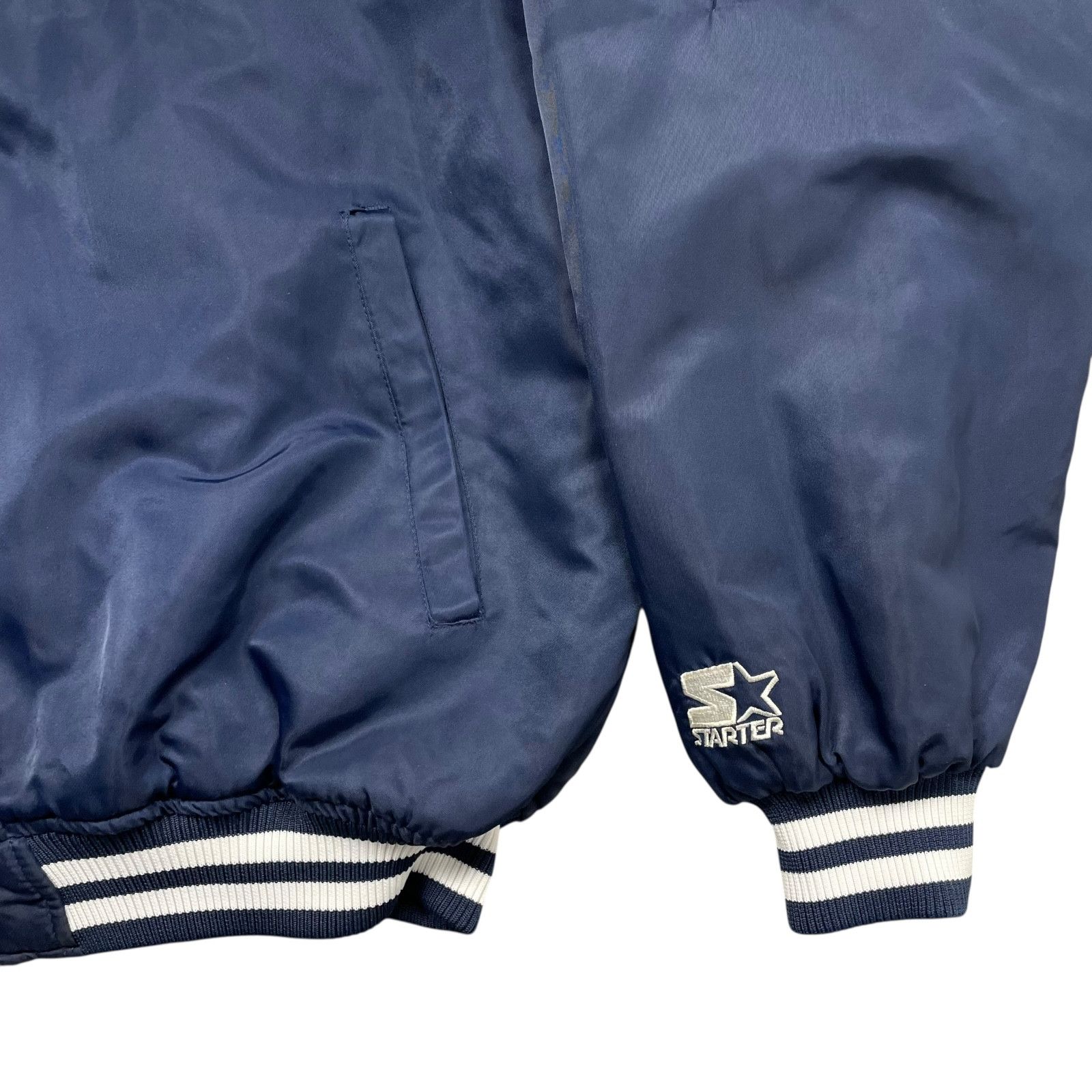 MLB VTG 90s NEW YORK YANKEES STARTER SATIN BOMBER JACKET NAVY Size US XL / EU 56 / 4 - 4 Thumbnail