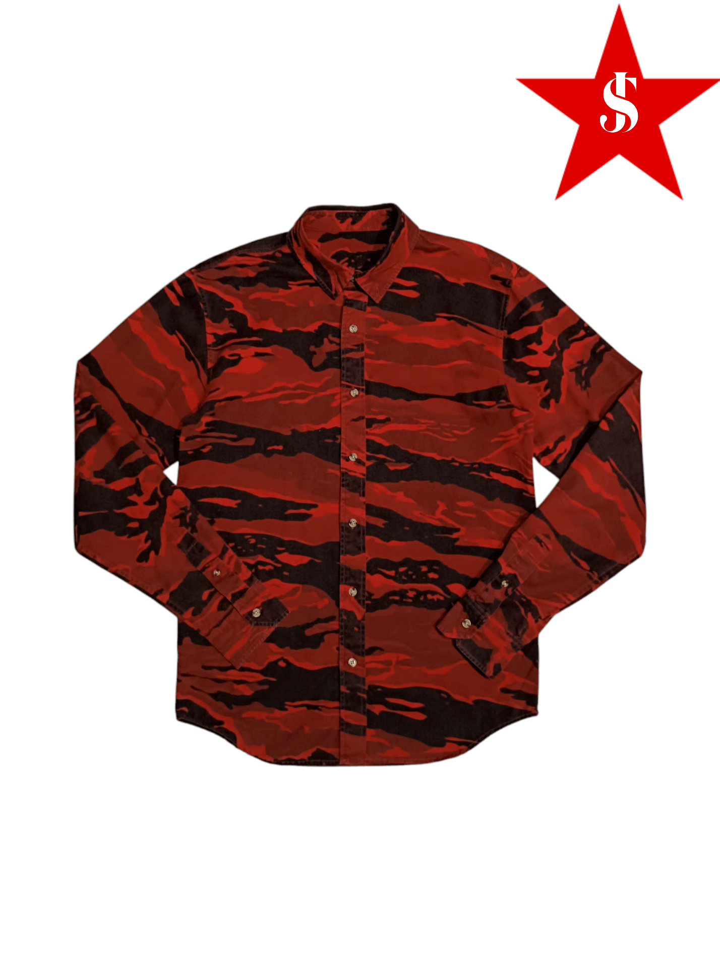 Black Scale Black Scale Red and Black Tiger Stripe Cotton Shirt Size US M / EU 48-50 / 2 - 1 Thumbnail