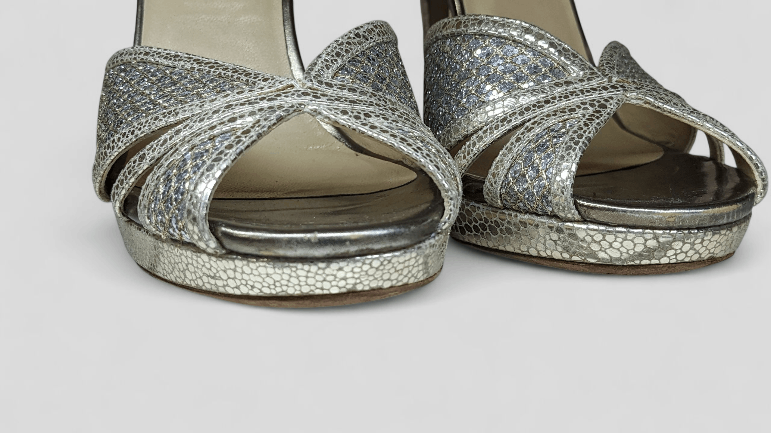 Jimmy Choo Jimmy Choo Glitter Strappy High Heel Sandals – Size 37.5 Size US 7.5 / IT 37.5 - 4 Thumbnail