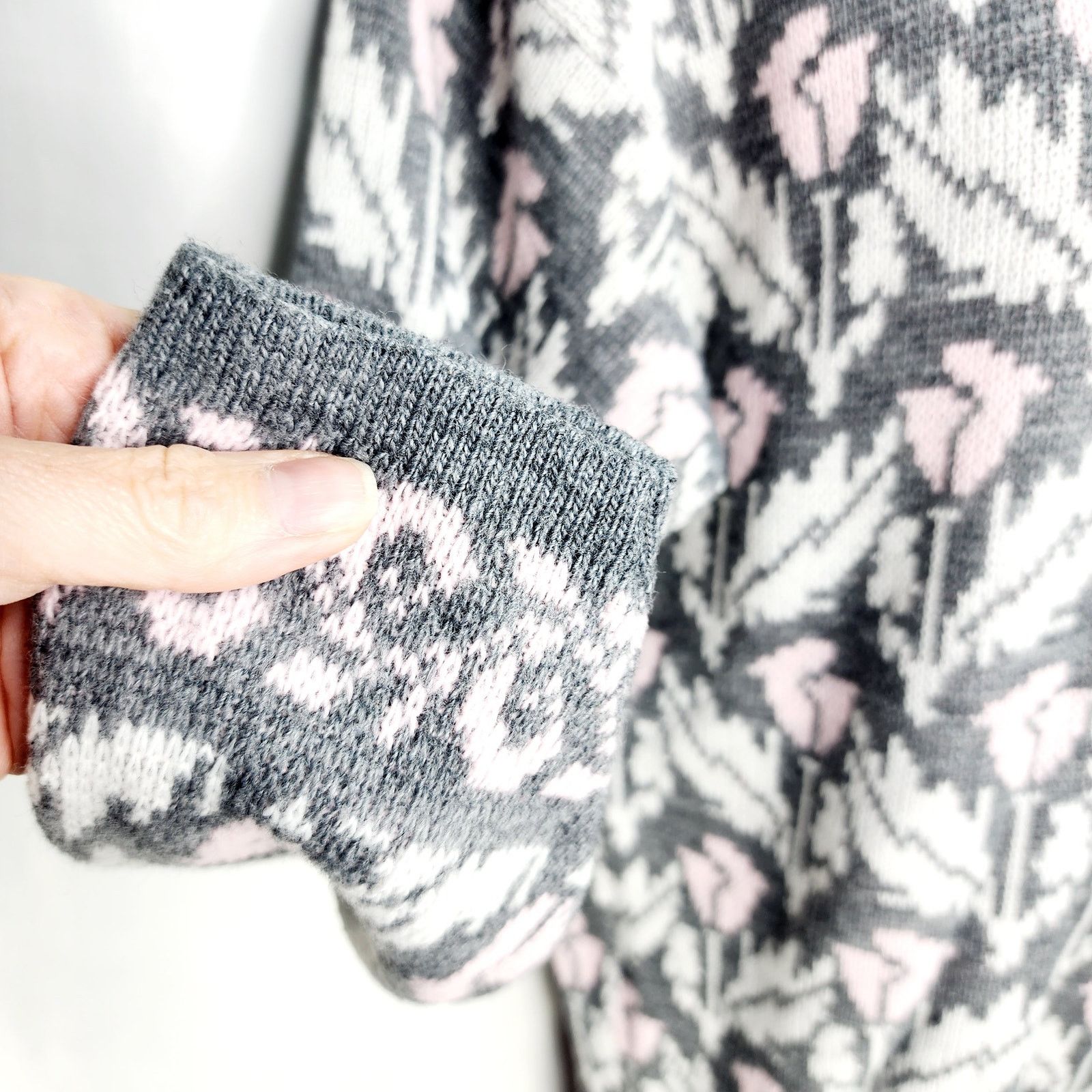Other Vintage American Pride Acrylic Gray & Pink FlowerSweater M Size M / US 6-8 / IT 42-44 - 8 Thumbnail