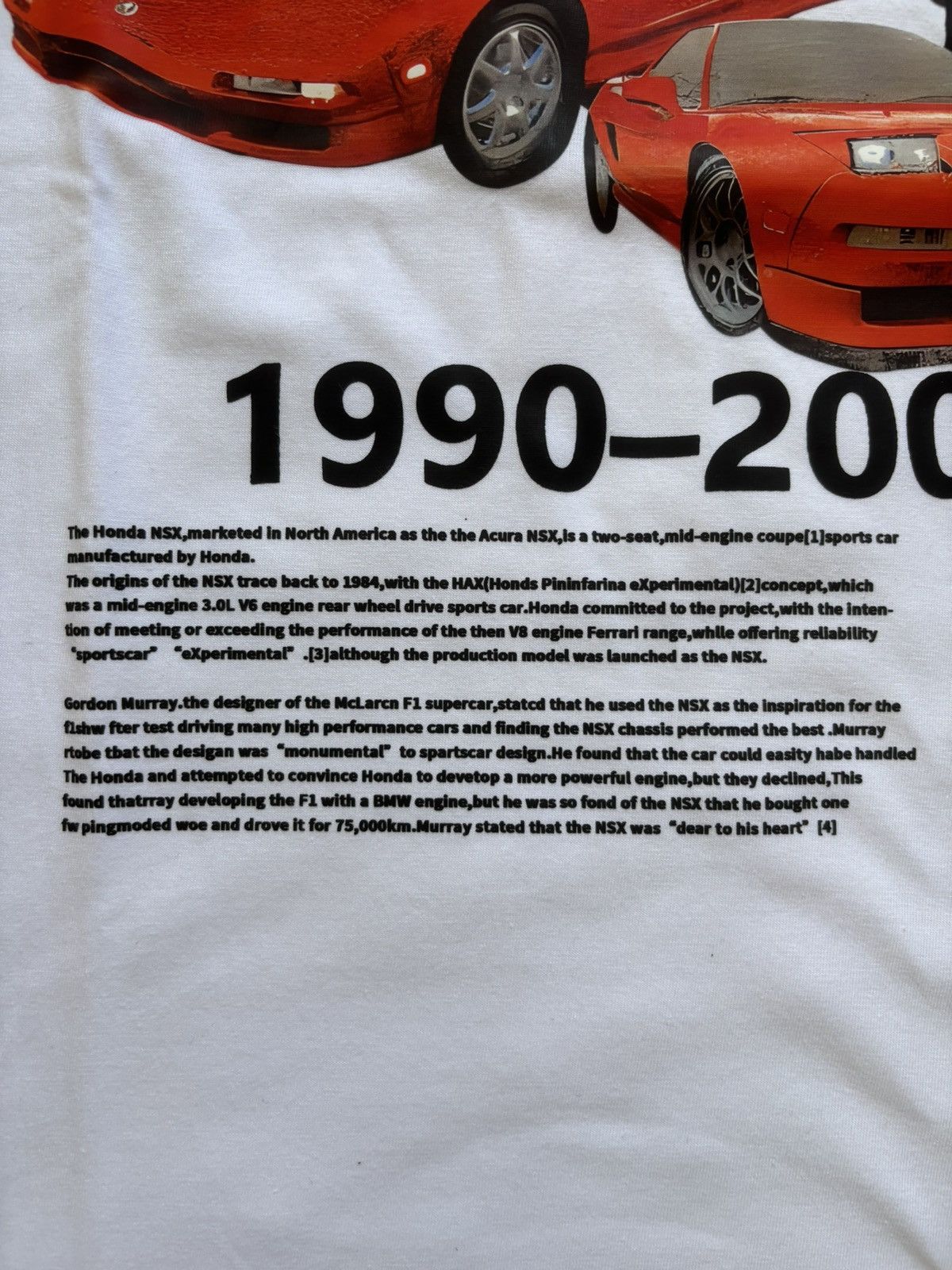 Honda × Vintage Vintage racing Honda Acura NSX heavyweight white tee Size US M / EU 48-50 / 2 - 7 Thumbnail