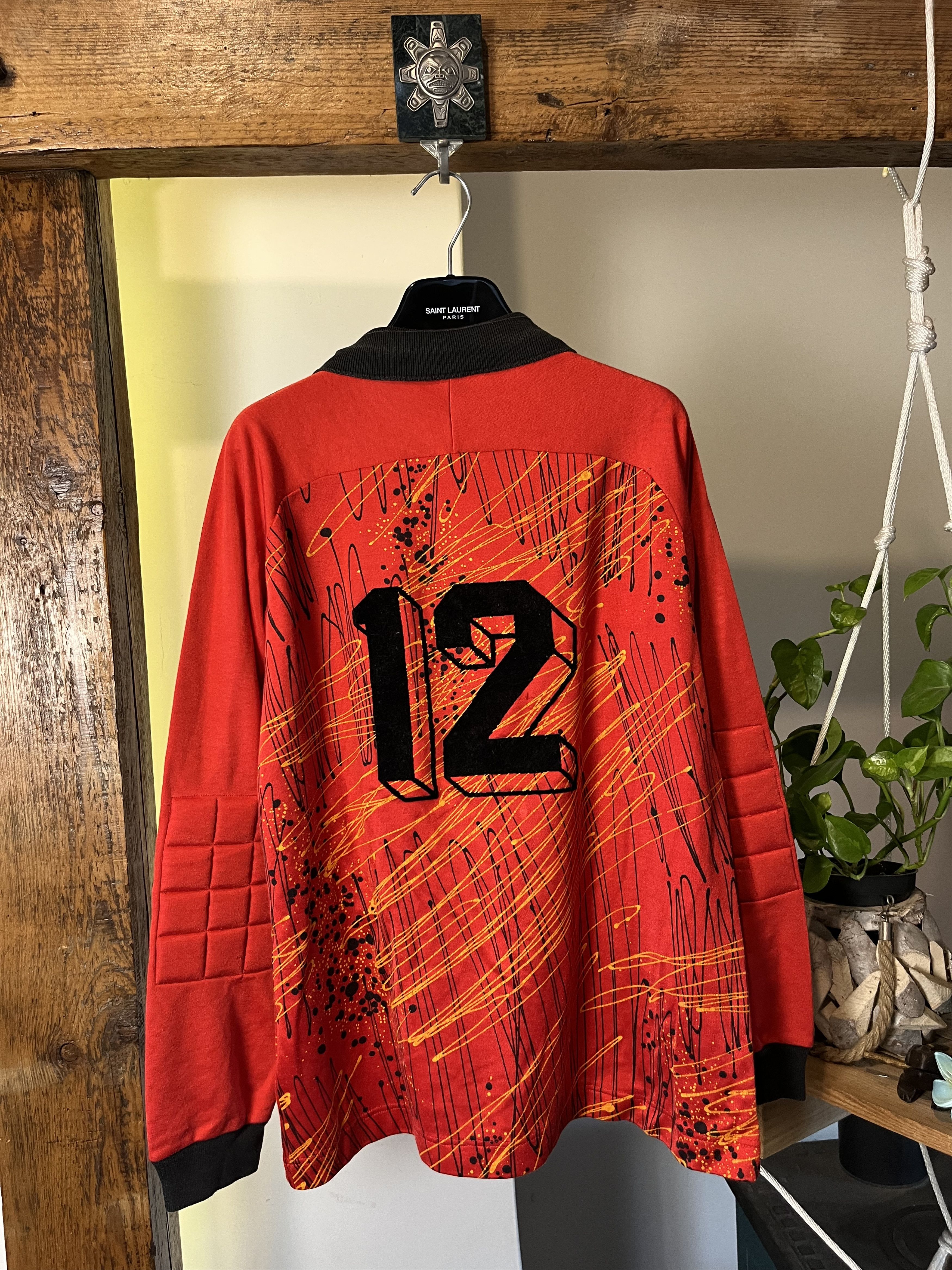 Vintage 1990 Adidas Goalkeeper Jersey Red Paint Splatter Padded Size US L / EU 52-54 / 3 - 6 Thumbnail