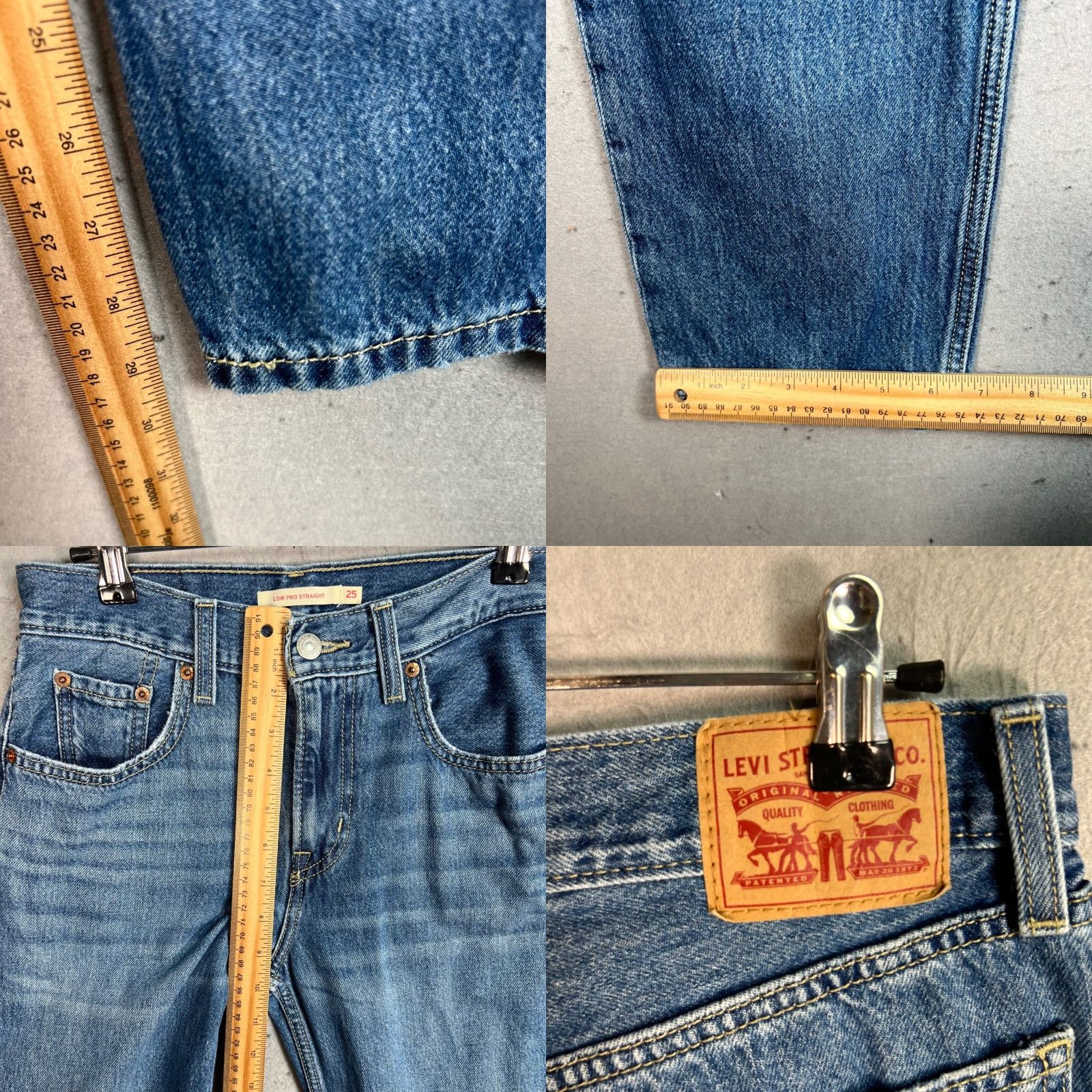 Levi's Levis Womens Size 25 Low Pro Straight Jeans Distressed Blue Denim Size 42" / US 20 - 8 Thumbnail