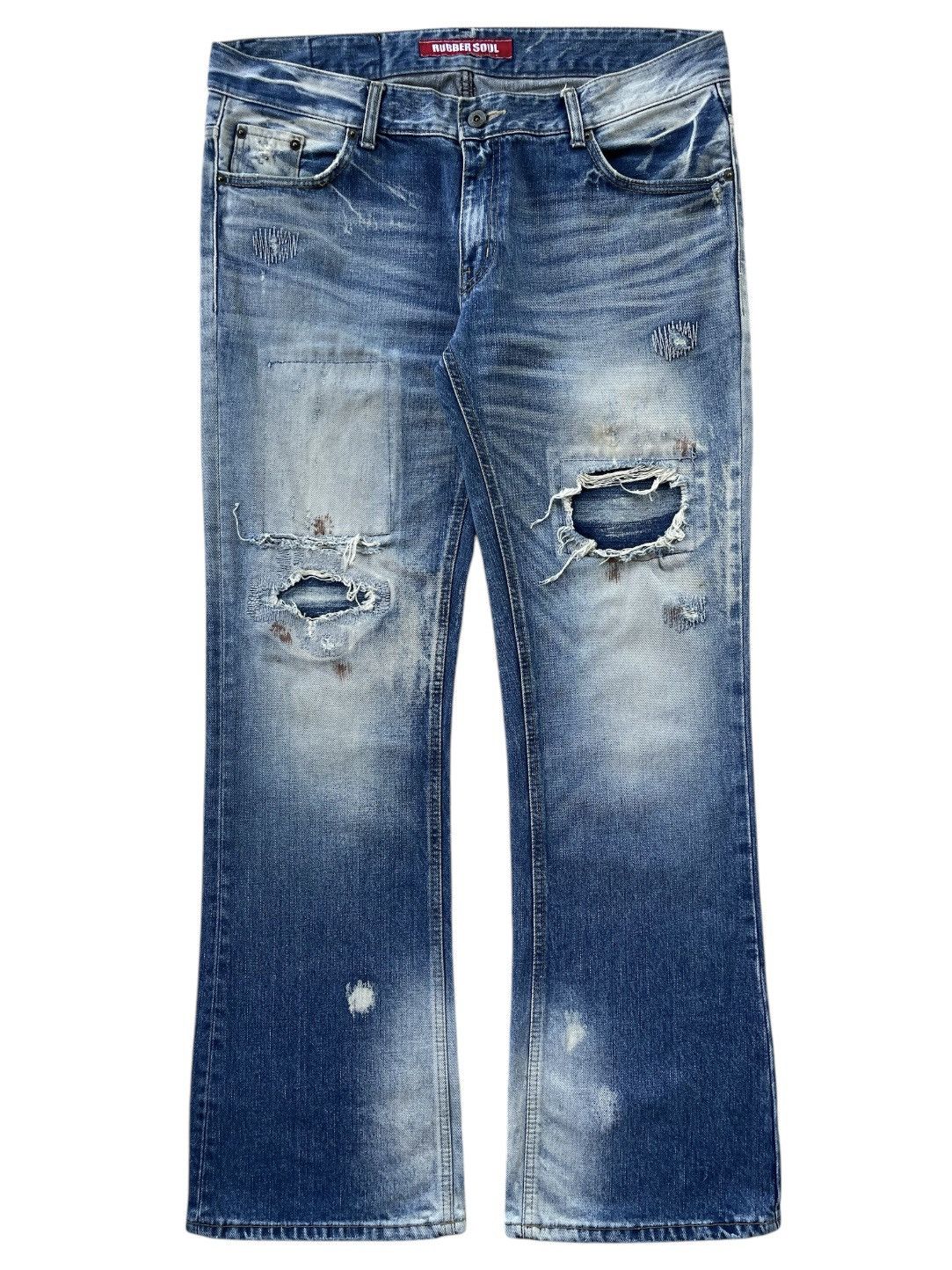 Who Decides War 2000s Rubbersoul - Flare Patchwork Distressed Jeans Size US 36 / EU 52 - 1 Thumbnail