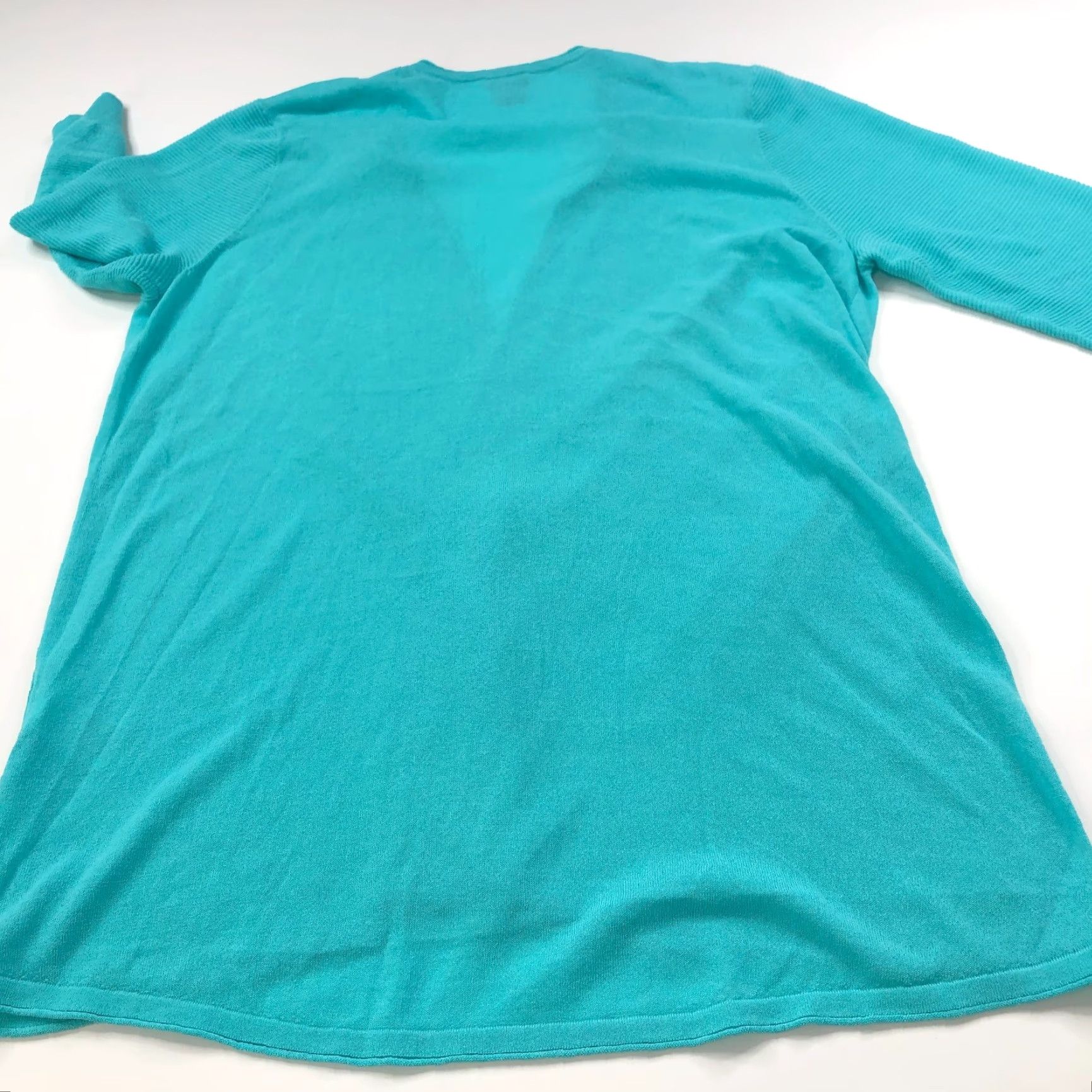 Vintage Chico's XS XL V-Neck Open Front Cardigan Duster Sweater Teal Blue Size XL / US 12-14 / IT 48-50 - 7 Thumbnail