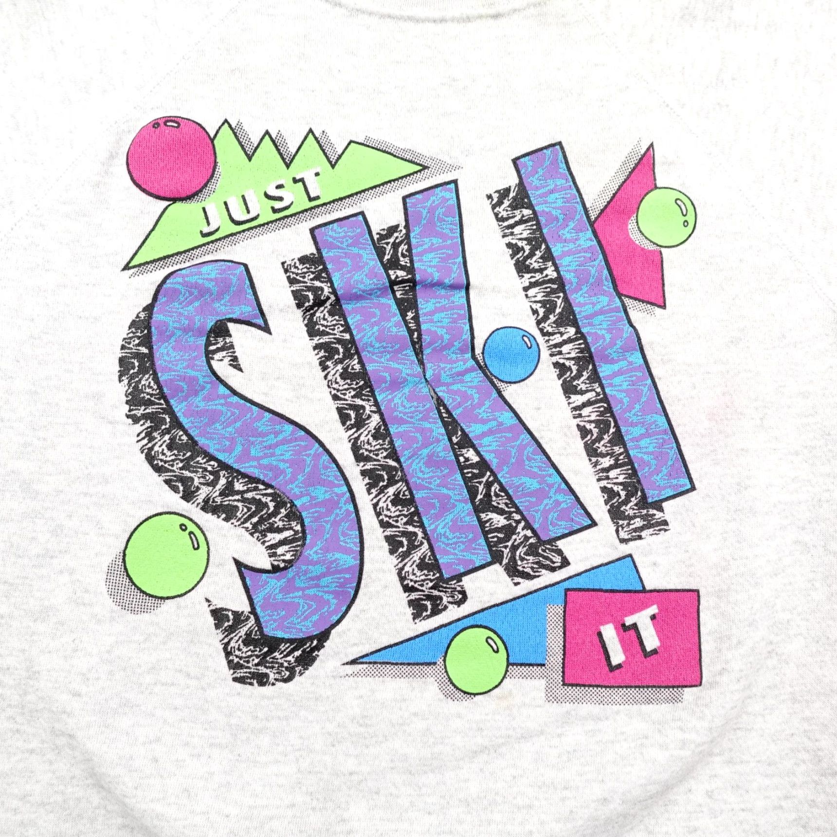 Hanes Vintage Hanes Sweatshirt Just Ski It Mens Medium Gray 80s Neon Graphic Crewneck USA Size US M / EU 48-50 / 2 - 2 Thumbnail