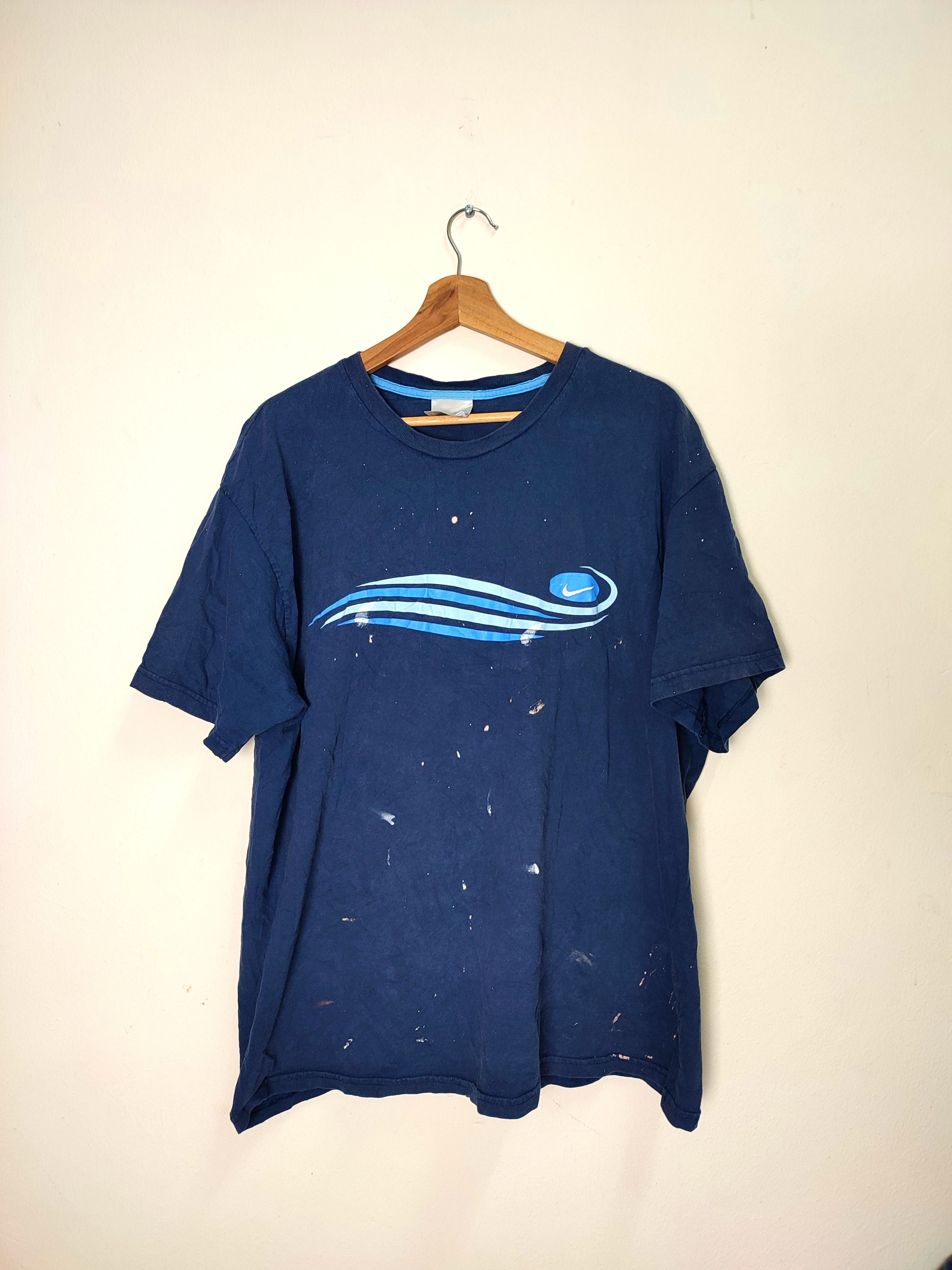 Nike Y2k Nike Blue Embroidery Logo Tees Size US XL / EU 56 / 4 - 1 Thumbnail