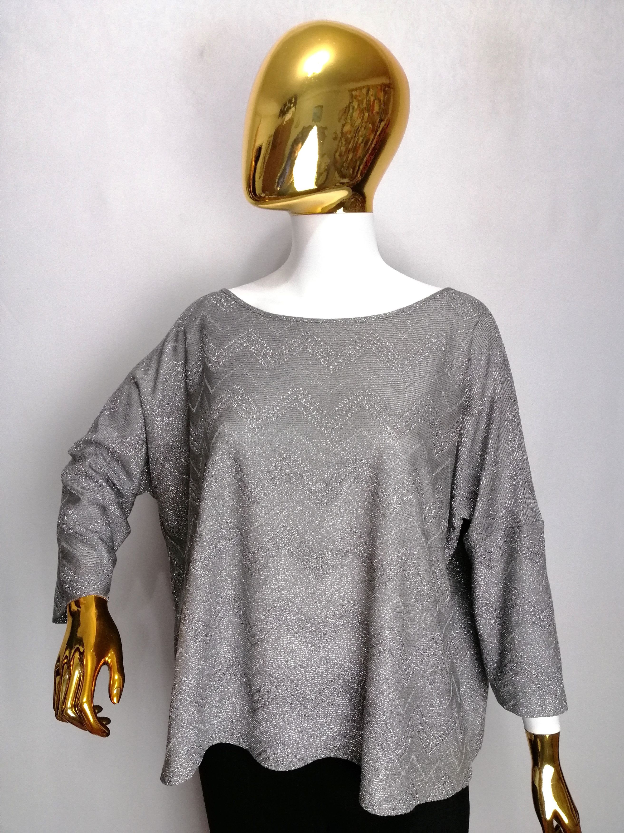 Missoni M MISSONI women’s zigzag silver metallic top Size ONE SIZE - 6 Thumbnail