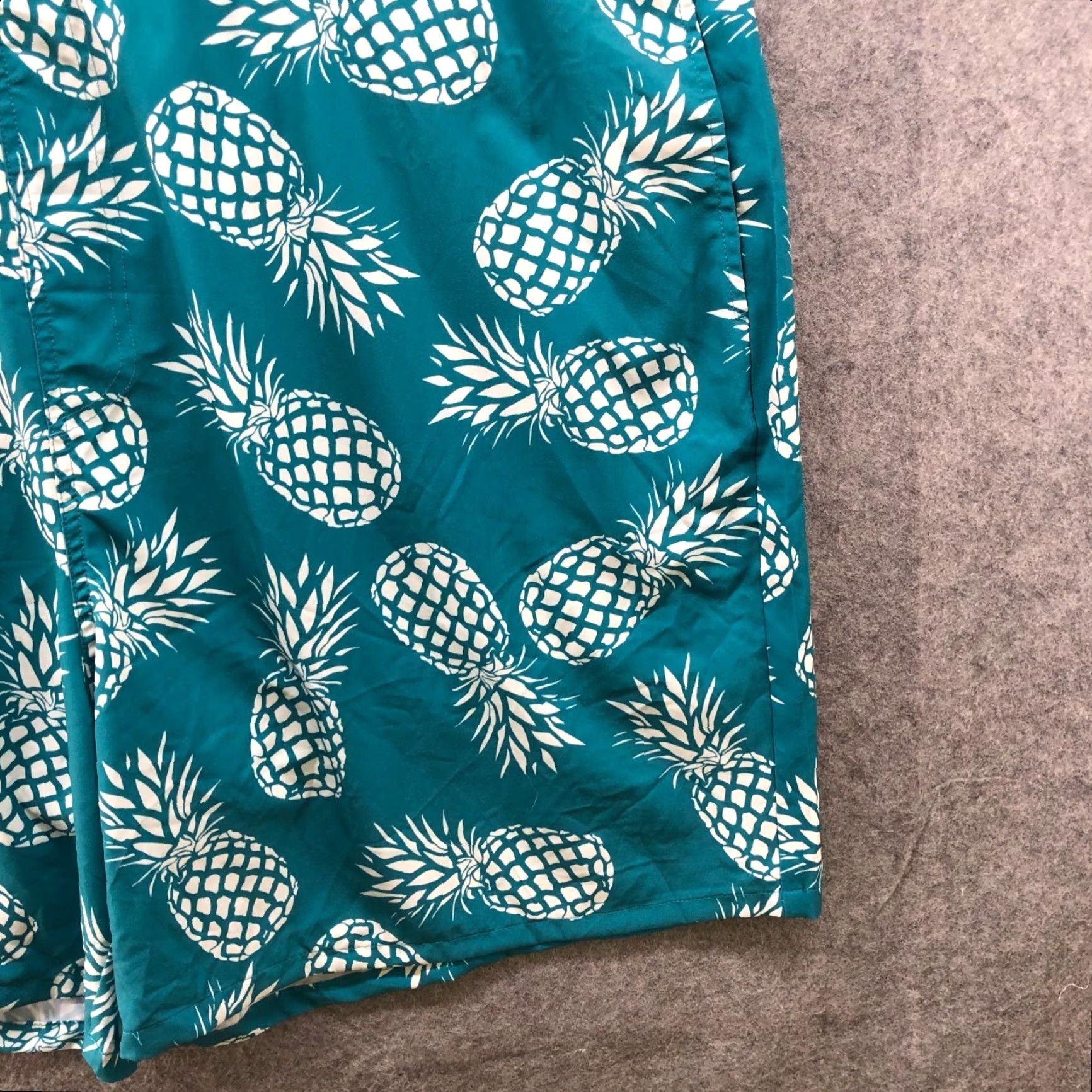 Vintage NWT Brisira Swim Trunks Mens 3XL Teal Pineapple Print Swim Shorts Size US 39 - 4 Thumbnail