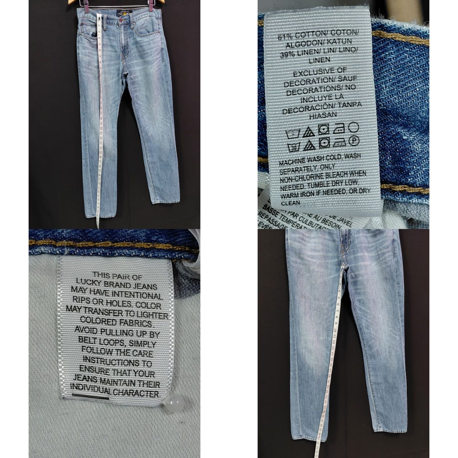 Lucky Brand Lucky Brand Linen Blue Jeans Solid Denim Linen Blend Men Size 29 x 32 Size US 29 - 8 Thumbnail
