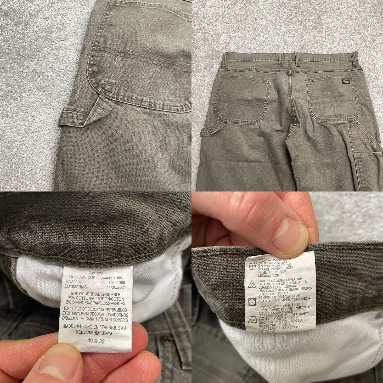 Dickies Dickies Pants Mens 40x32 Green Carpenter Straight Leg Tool Loop Outdoor Workwear Size US 40 / EU 56 - 9 Thumbnail