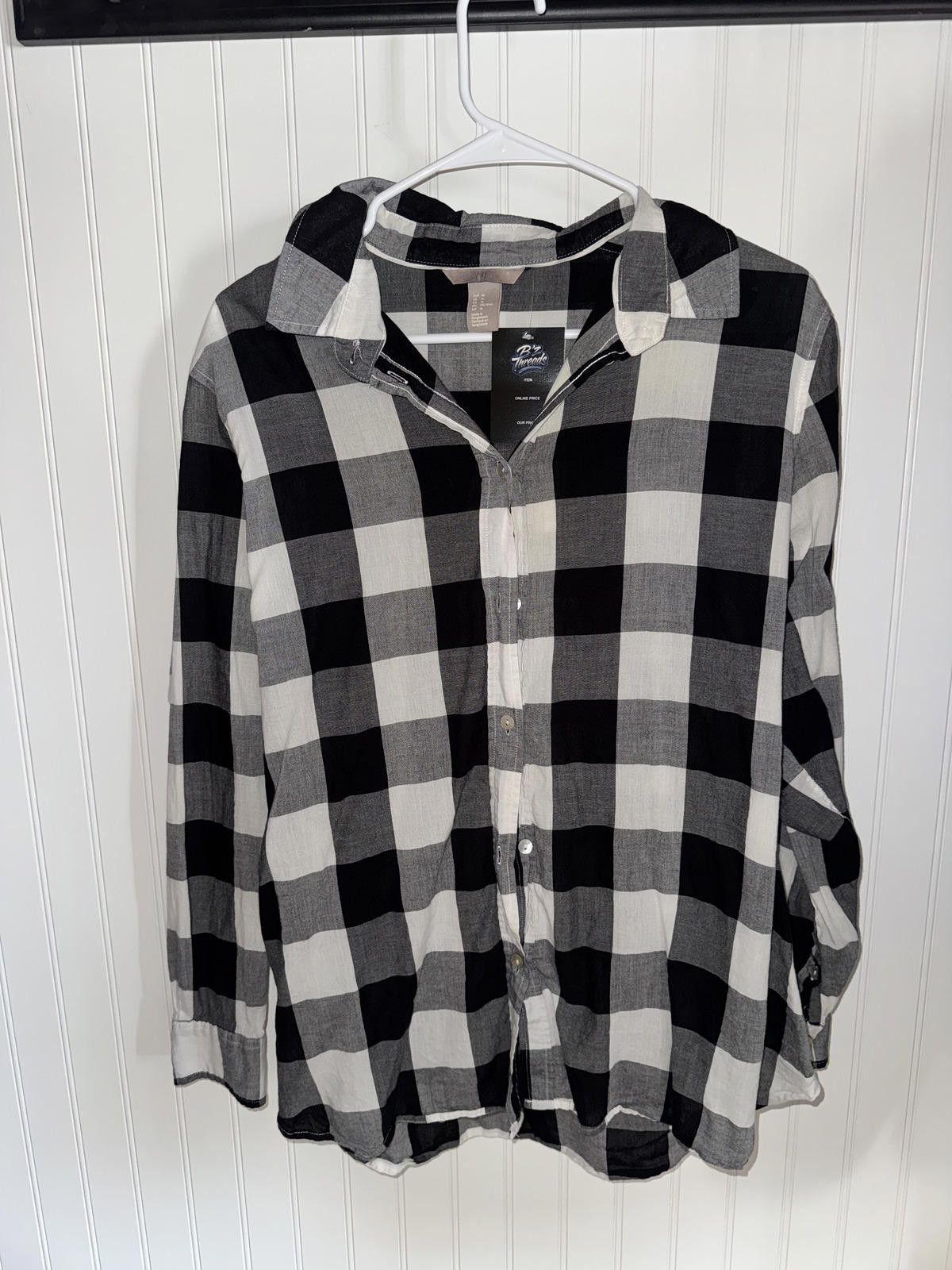 H&M H&M Black and White Checkered Button-Up Shirt, Size 16 Size XXL / US 16-18 / IT 52-54 - 1 Thumbnail