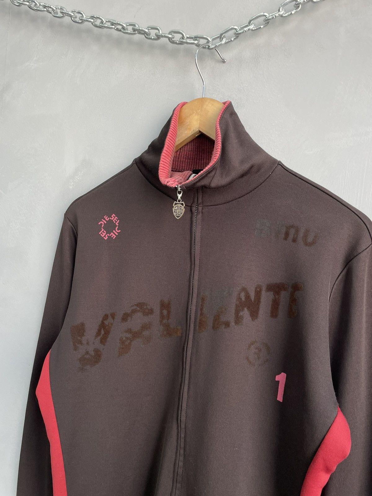 Diesel Rare brown diesel Zip sweatshirt y2k hype japanese Size US L / EU 52-54 / 3 - 3 Thumbnail