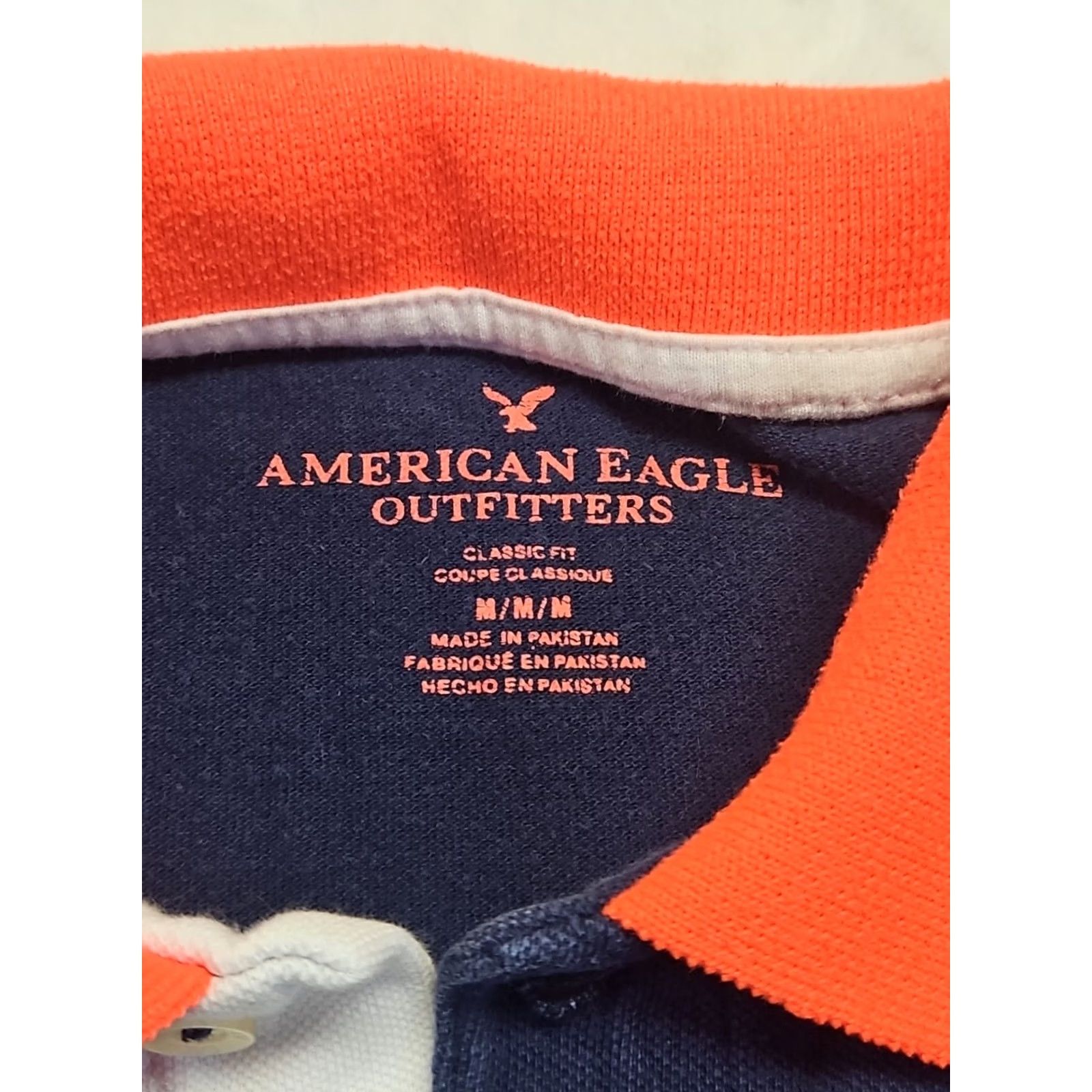 American Eagle Outfitters American Eagle Polo Shirt Mens M Navy Orange Stripe Classic Fit Cotton Preppy Size US M / EU 48-50 / 2 - 3 Thumbnail