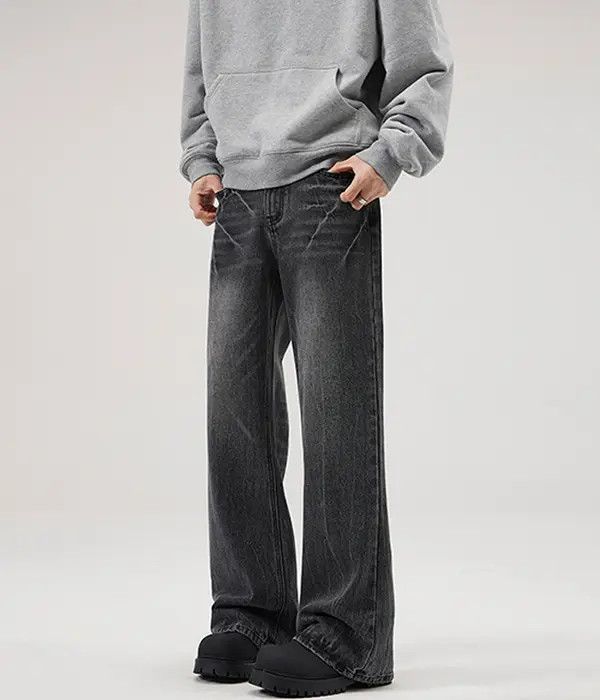 Japanese Brand Lightning Pattern Black Vintage Loose Bootcut Jeans Size US 32 / EU 48 - 2 Thumbnail