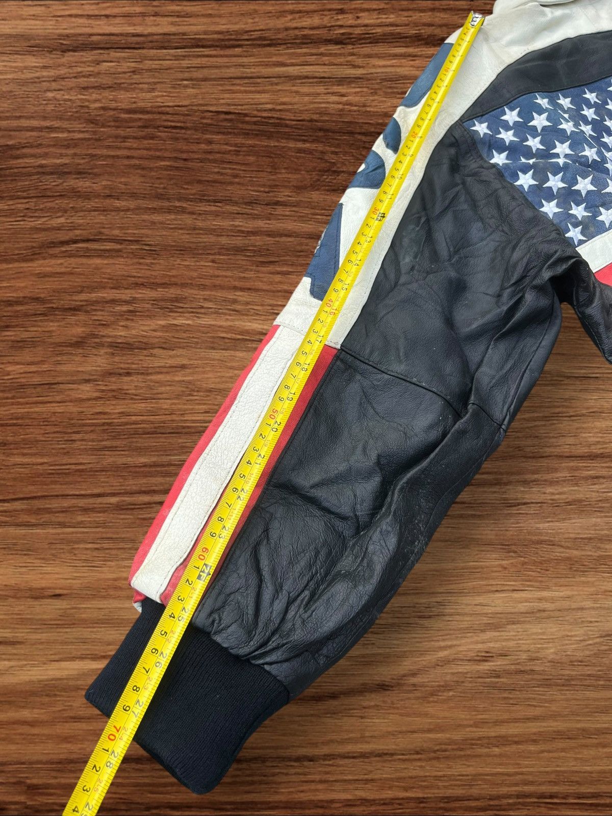 Michael Hoban × Vintage Vintage Michael Hoban Wheremi USA Big Flag Leather Jacket Size US L / EU 52-54 / 3 - 14 Thumbnail
