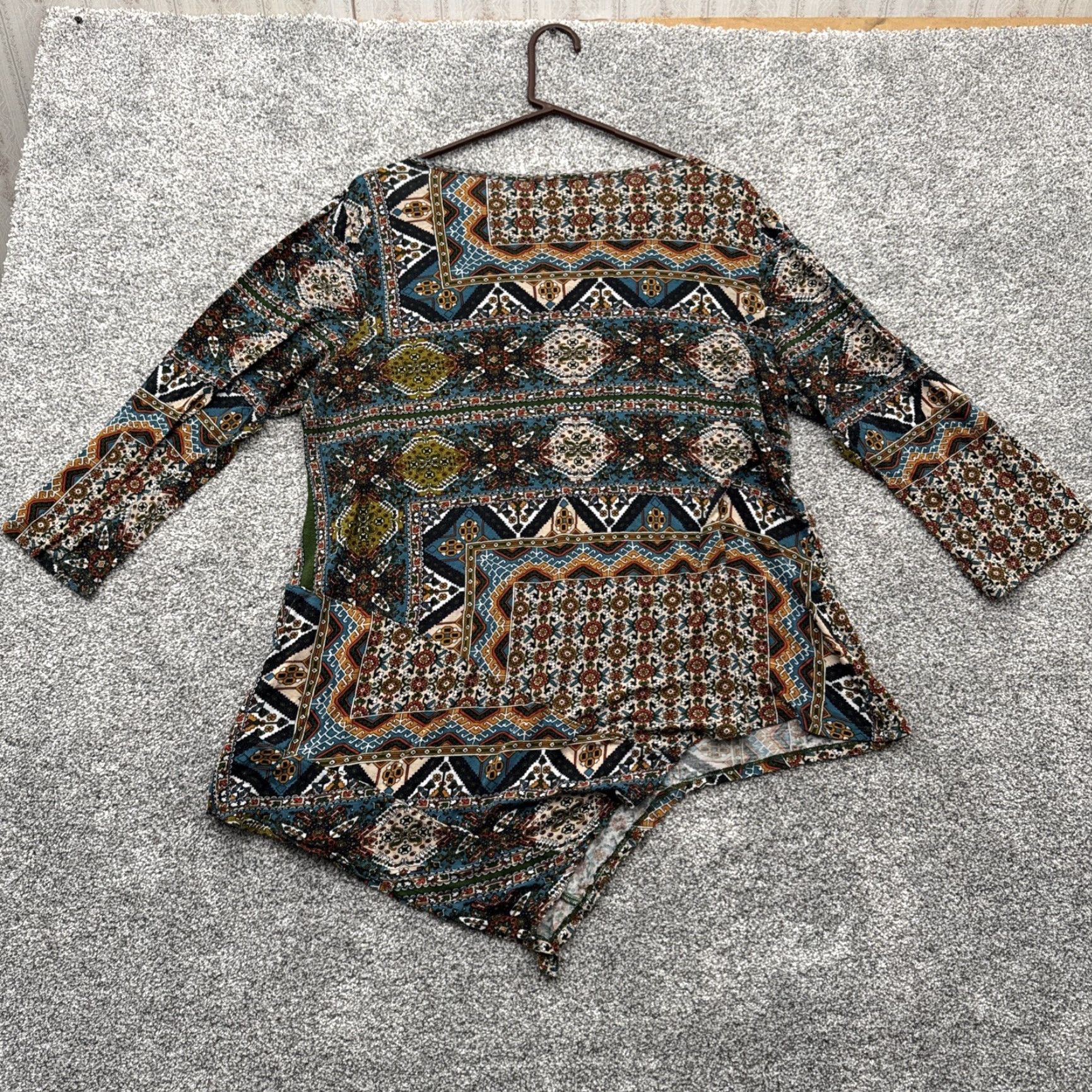 Vintage One World Tunic Top Womens 1X Plus Boho Mod Hippie Tribal Patchwork Asymmetrical Size XL / US 12-14 / IT 48-50 - 7 Thumbnail