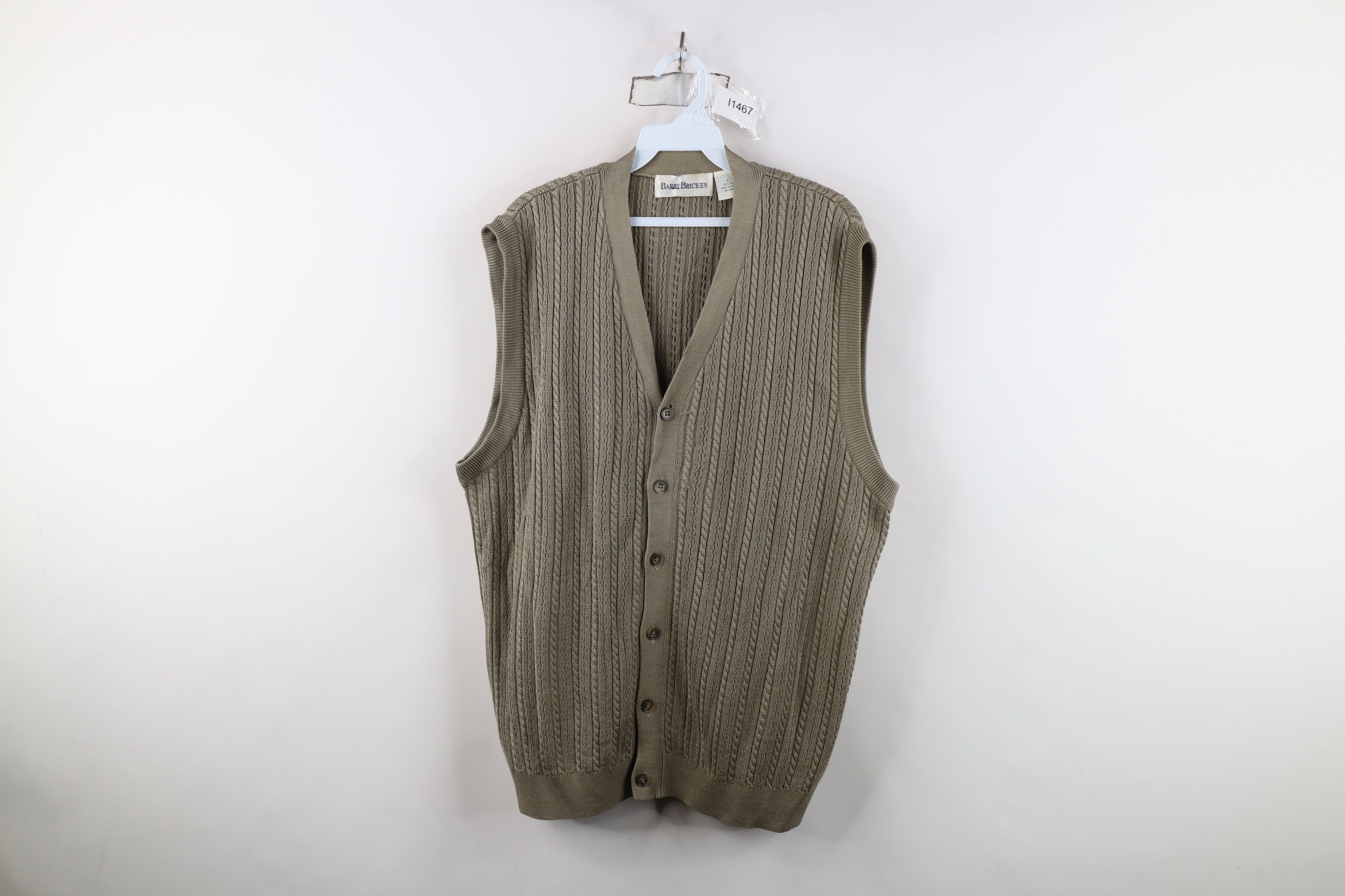 Vintage Vintage 90s Streetwear Cable Knit Cardigan Sweater Vest Size US L / EU 52-54 / 3 - 1 Thumbnail