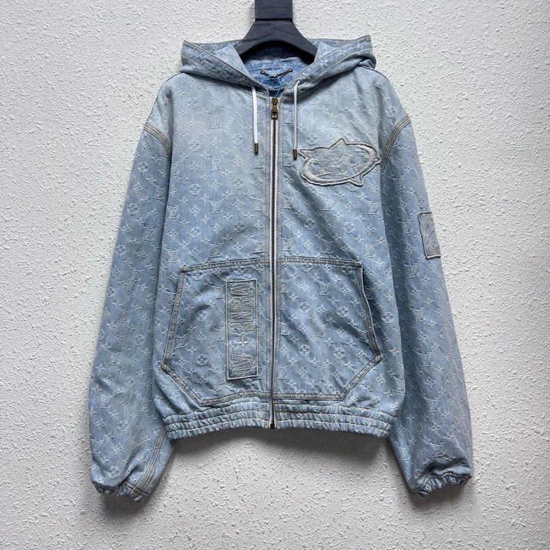 Louis Vuitton Full print presbyopic denim hooded jacket
