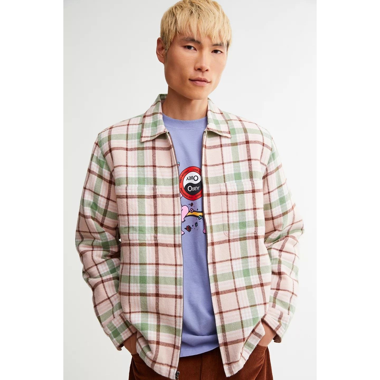 Urban Outfitters New UO OBEY Dom Shirt Jacket $120 MEDIUM Pink Clay Size US M / EU 48-50 / 2 - 1 Thumbnail