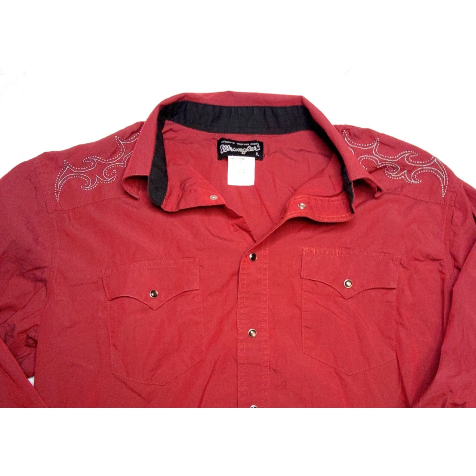 Wrangler VINTAGE Wrangler Mens Large Western Pearl Snap Shirt Embroidered Back Long Sleeve Red Cotton Button-Up Mens Size US L / EU 52-54 / 3 - 4 Thumbnail
