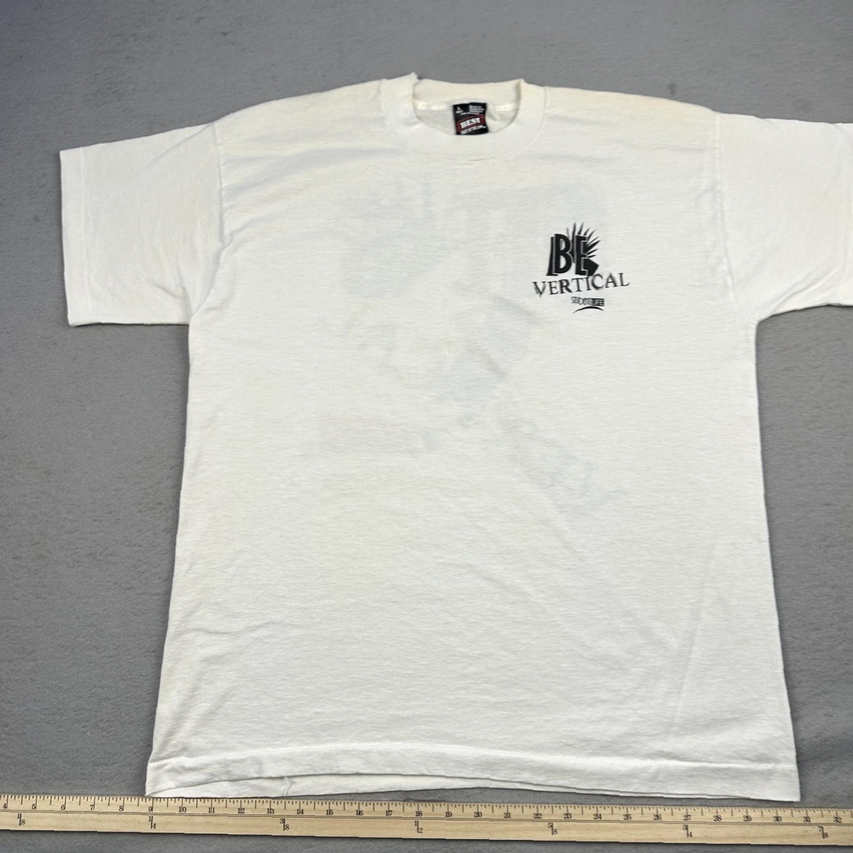 Fruit Of The Loom VINTAGE Be Vertical Graphic Tee Shirt Mens Large White Fruit of the Loom 90s Student Life T-Shirt Size US L / EU 52-54 / 3 - 2 Thumbnail
