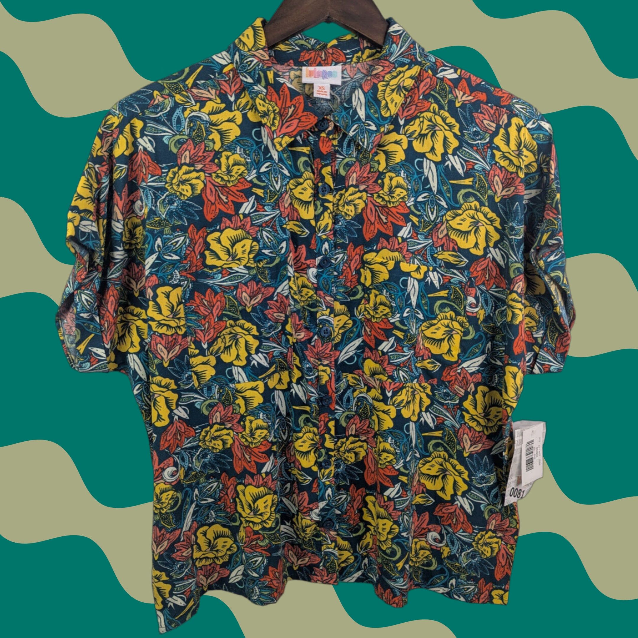 Vintage NWT LuLaRoe Amy Autumn Floral Woven Rayon Button Shirt Cap Sleeve Top XS Womens Size XS / US 0-2 / IT 36-38 - 1 Thumbnail