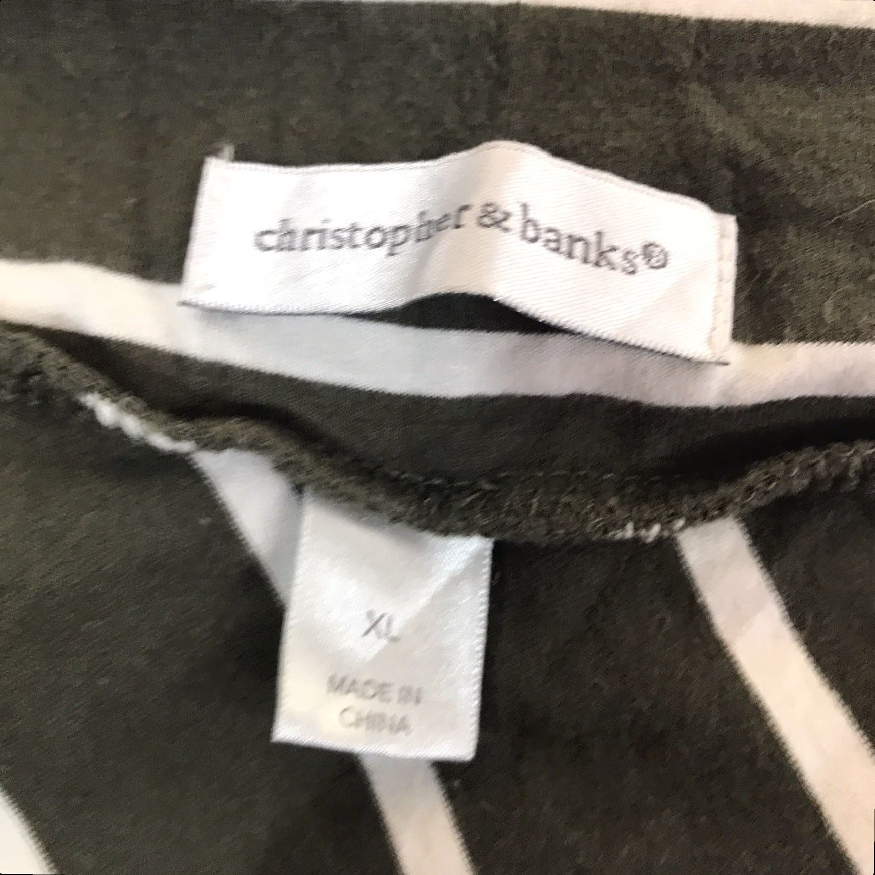 Vintage Christopher & Banks Maxi Skirt Women XL Olive White Striped Knit Elastic Waist All Seasons Size 40" / US 18 - 3 Thumbnail