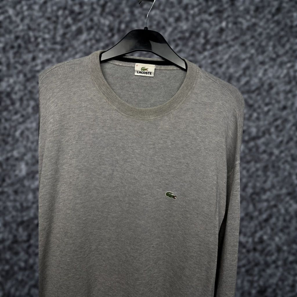 Lacoste Lacoste Mens Crew Neck Knit Sweater 2XL Gray Cotton Solid Pullover Vintage Logo Size US XXL / EU 58 / 5 - 1 Thumbnail