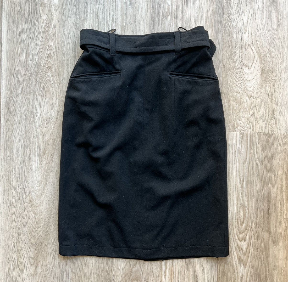 Jil Sander × Vintage Vintage Jil Sander + Black Wool Midi Skirt With Belt Size 26" / US 2 / IT 38 - 14 Thumbnail
